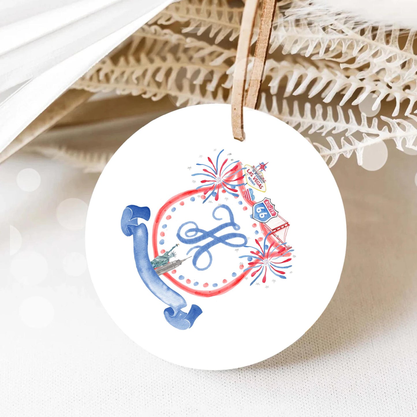 Patriotic 4th July Independence Day Wedding Watercolor Crest - Monogram Crest - Crest USA Watercolor Wedding Crest - Romantic Wedding Crest