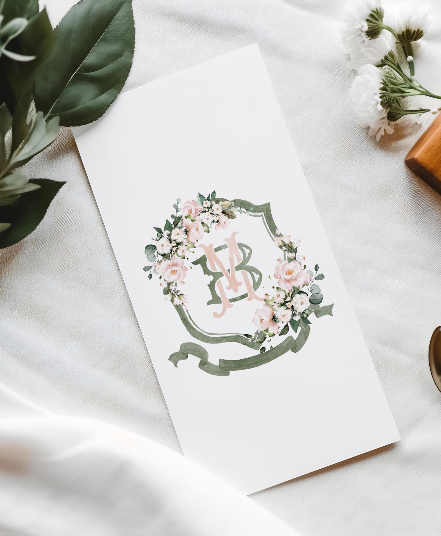 Blush Pink Roses Flower Wedding Crest - Monogram Crest - Pink Floral Luxury Watercolor Wedding Crest - Romantic Wedding Crest - Boho Roses