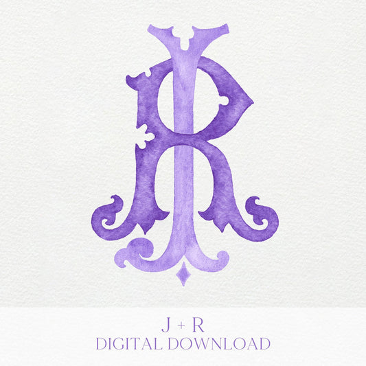 Watercolor Wedding Monogram – JR Classic Design (Digital Download)