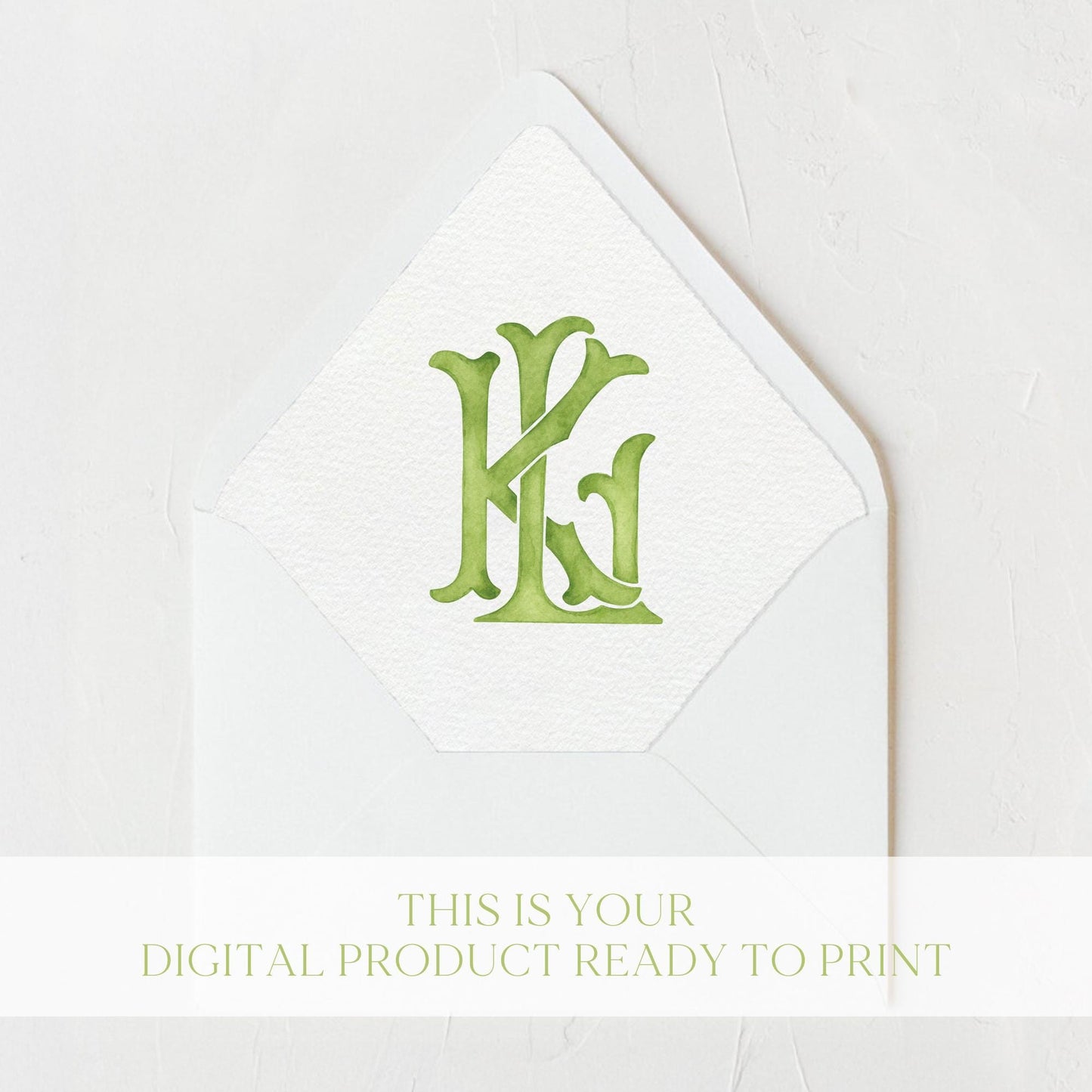 Watercolor Wedding Monogram KL-LK - Classic Letter Design (Digital Download)