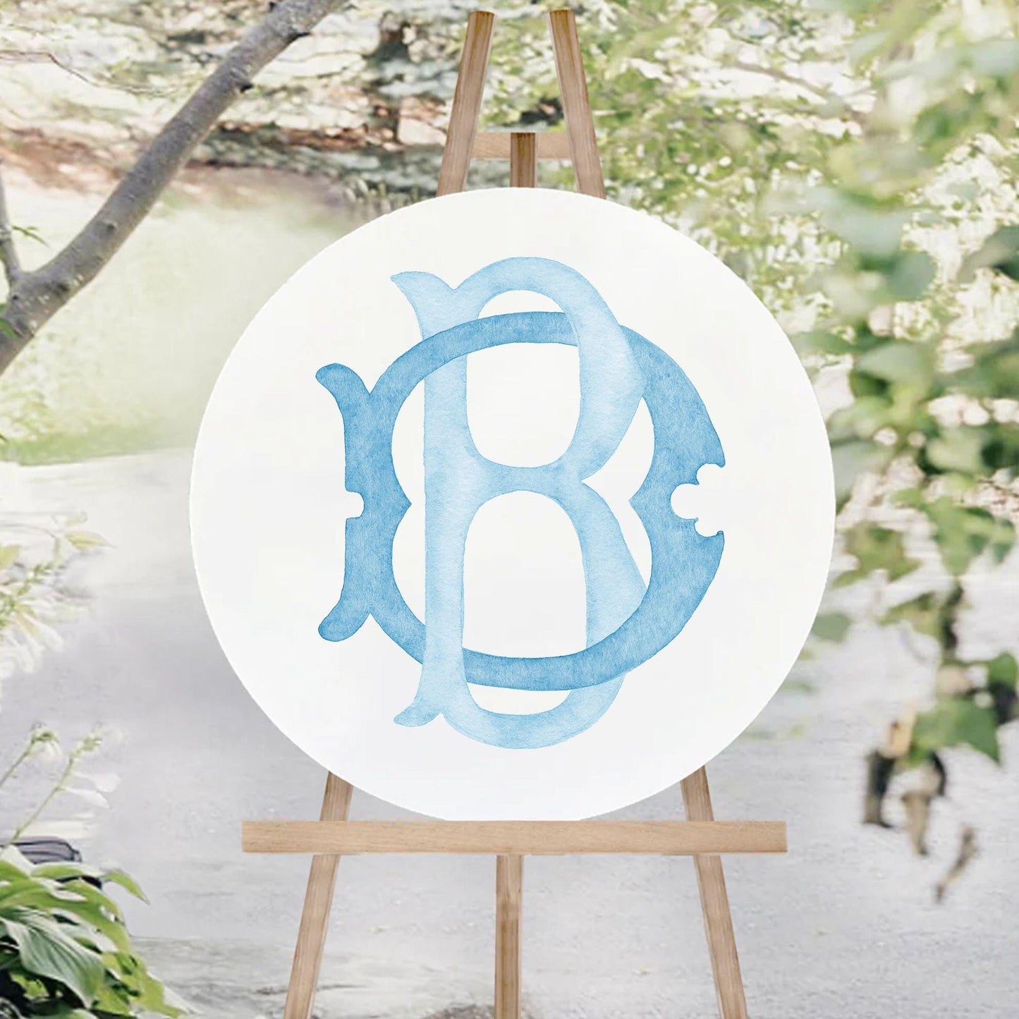 Watercolor Wedding Monogram DB - Classic Initial Design (Digital Download)