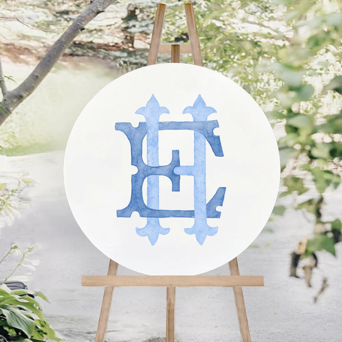Watercolor Wedding Monogram EH – Classic Style (Digital Download)