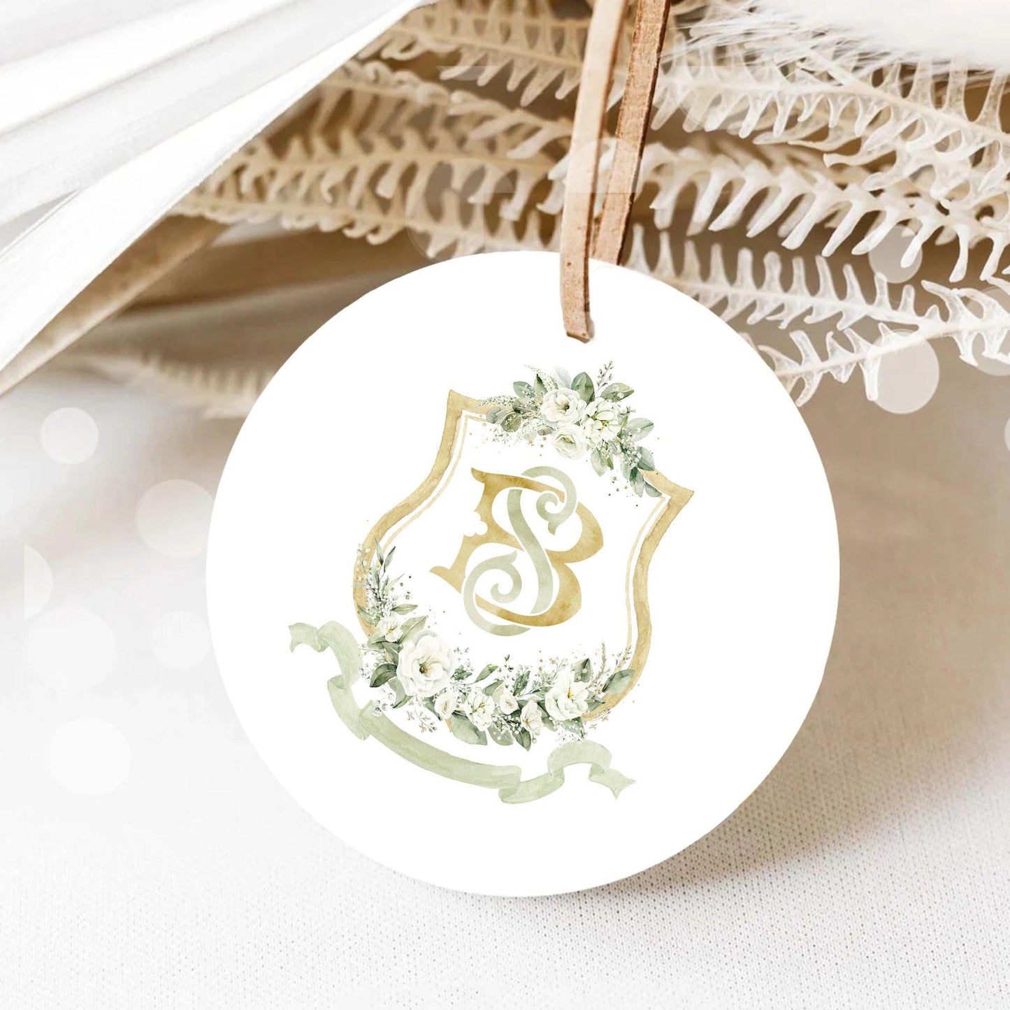 Crest Geometric White Flower Wedding Crest - Monogram Crest - Geometric Floral Luxury Watercolor Wedding Crest - Romantic Wedding Crest