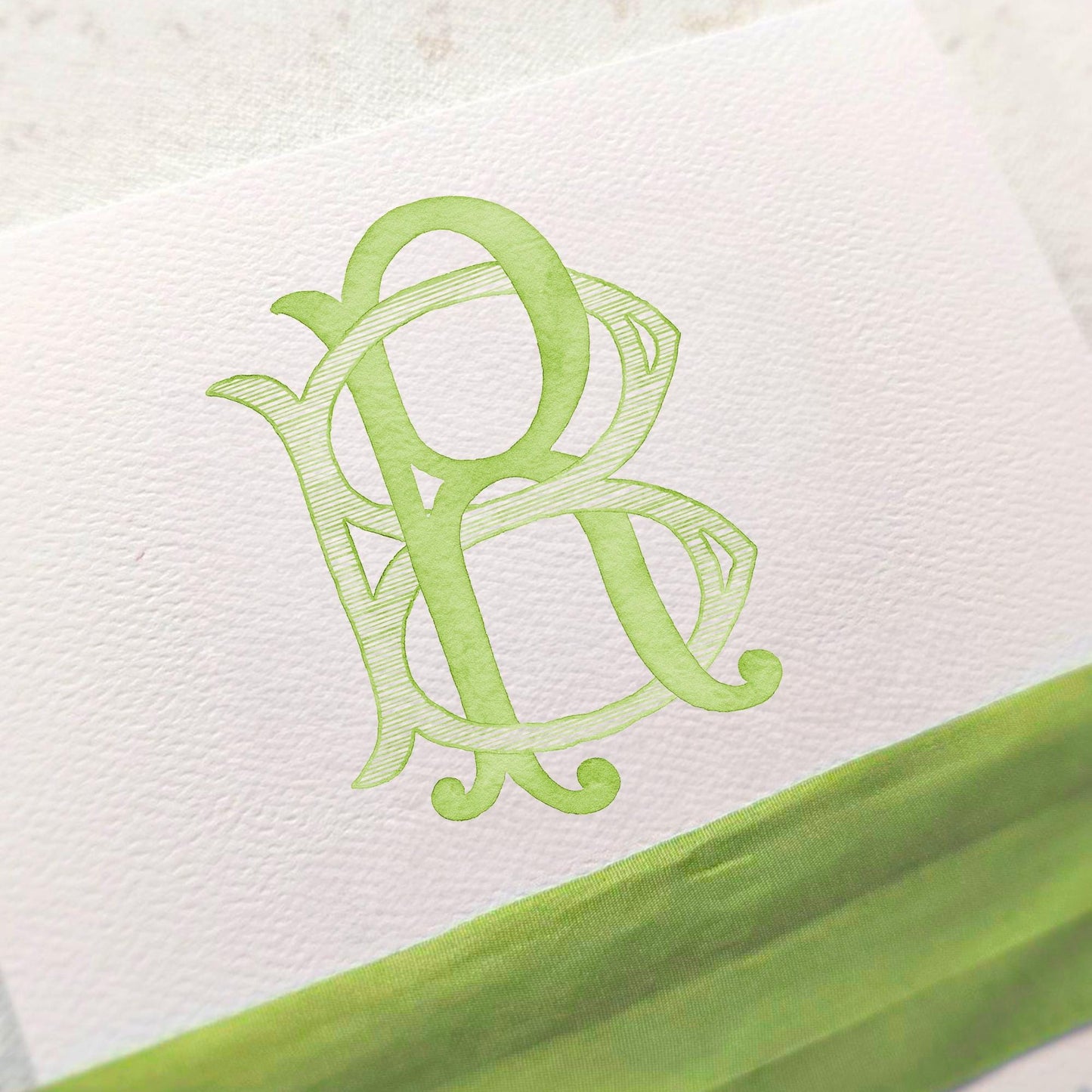 Watercolor Wedding Monogram RB – Classic Initial Crest (Digital Download)