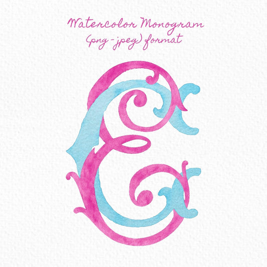 Custom Monogram Initial Letters, Monogram for Crest Design, Wedding Monogram, Wedding Logo, Custom Watercolor Wedding Crest
