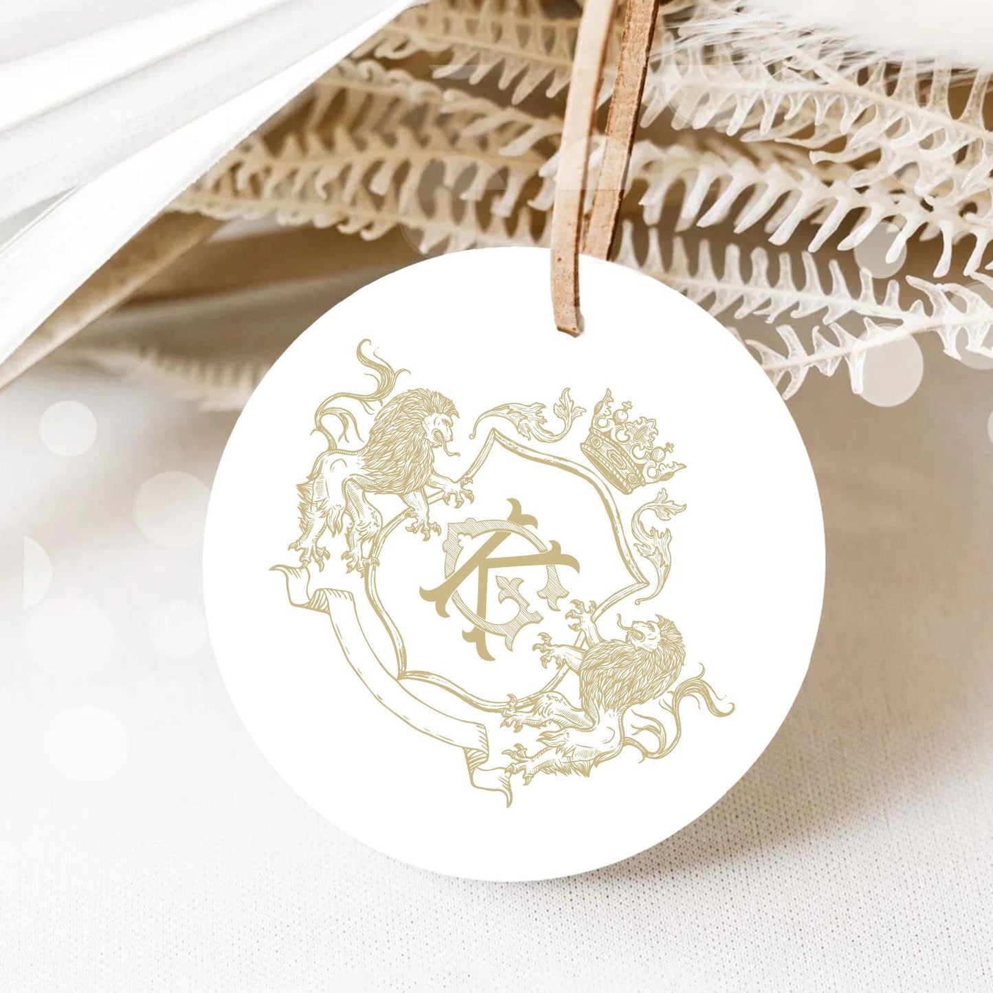 Vintage Gold Heraldic Lion Wedding Crest - Monogram Crest - Lion Luxury Line art Wedding Crest - Romantic Wedding Crest
