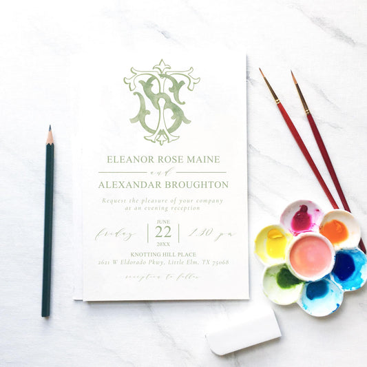 Watercolor Wedding Monogram – TS Classic Letter (Digital Download)