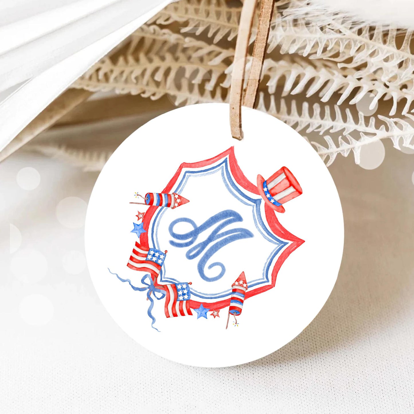 Patriotic 4th July Independence Day Wedding Watercolor Crest - Monogram Crest - Crest USA Watercolor Wedding Crest - Romantic Wedding Crest