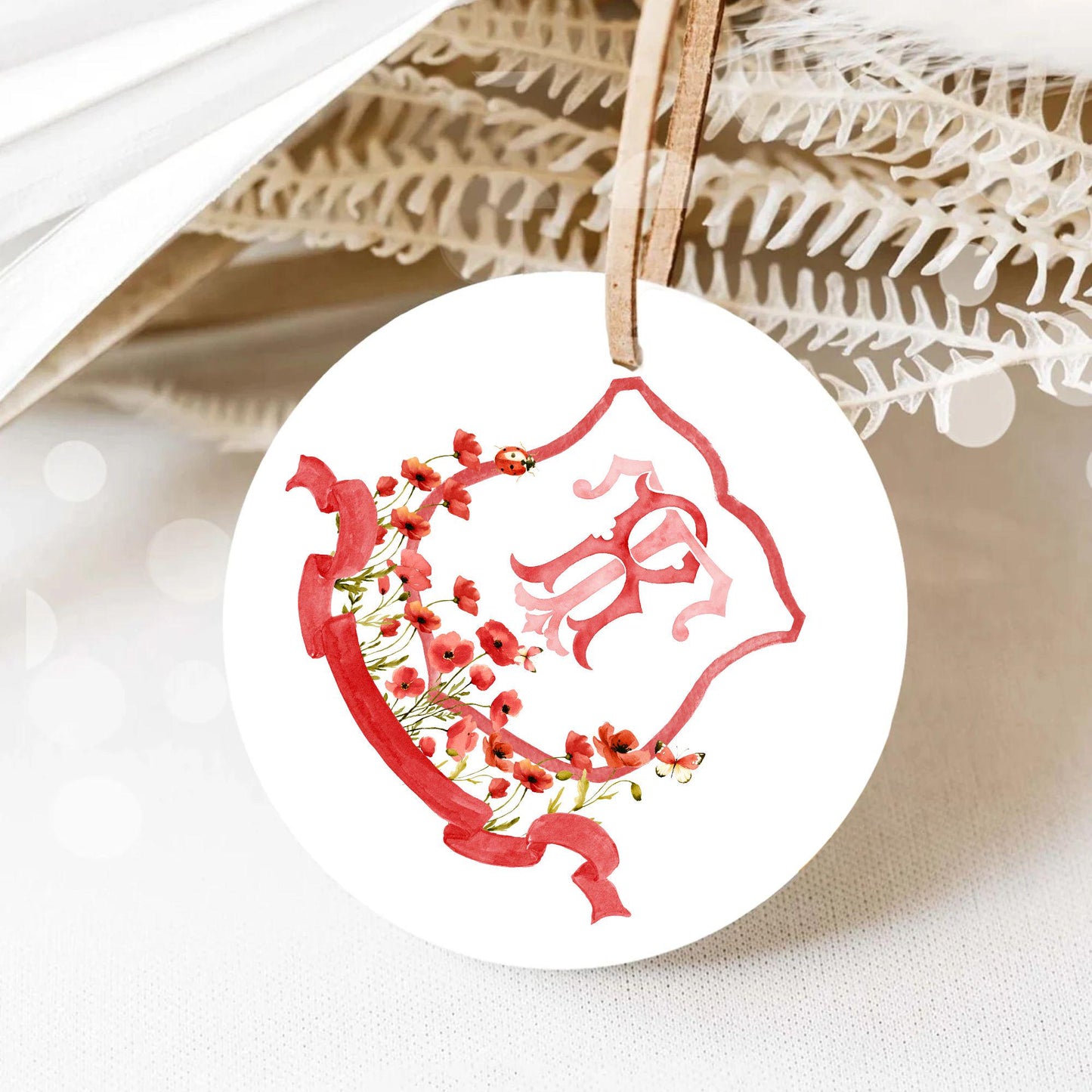 Red Poppy Flower Wedding Crest - Monogram Crest - Watercolor Poppies Floral Luxury Watercolor Wedding Crest - Romantic Wedding Crest