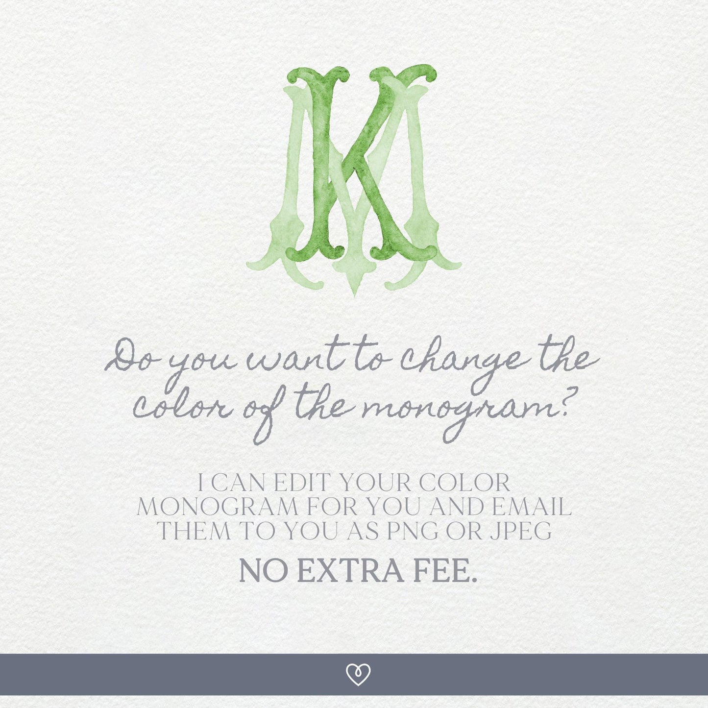 Watercolor Wedding Monogram - Green MK Initial Design (Digital Download)