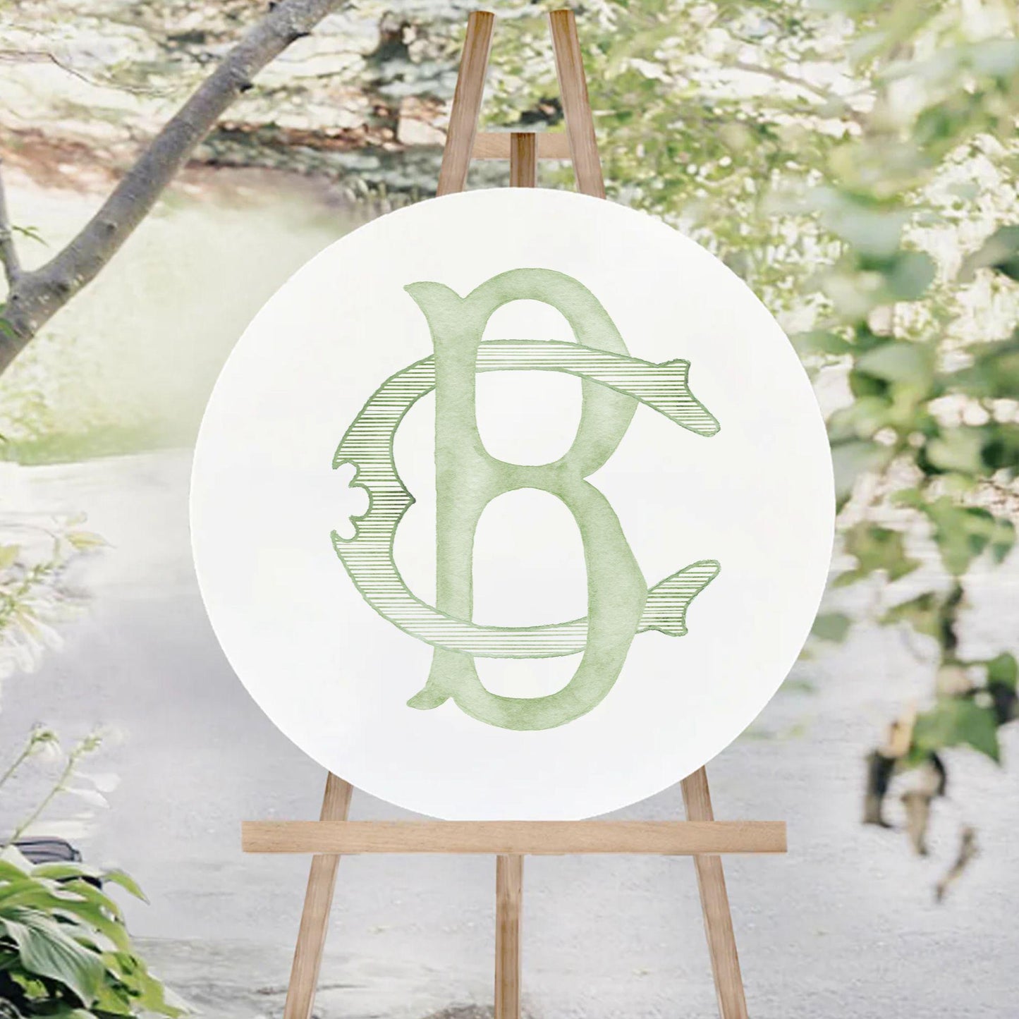 Watercolor Wedding Monogram CB - Classic BC (Digital Download)