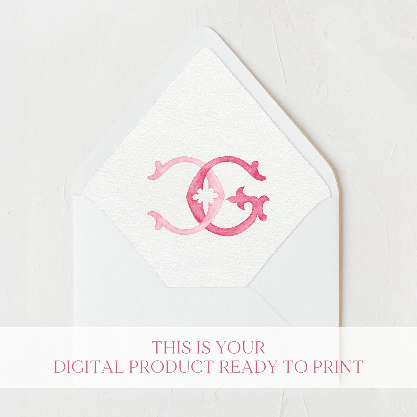 Watercolor Wedding Monogram – GC/CG Initial Crest (Digital Download)