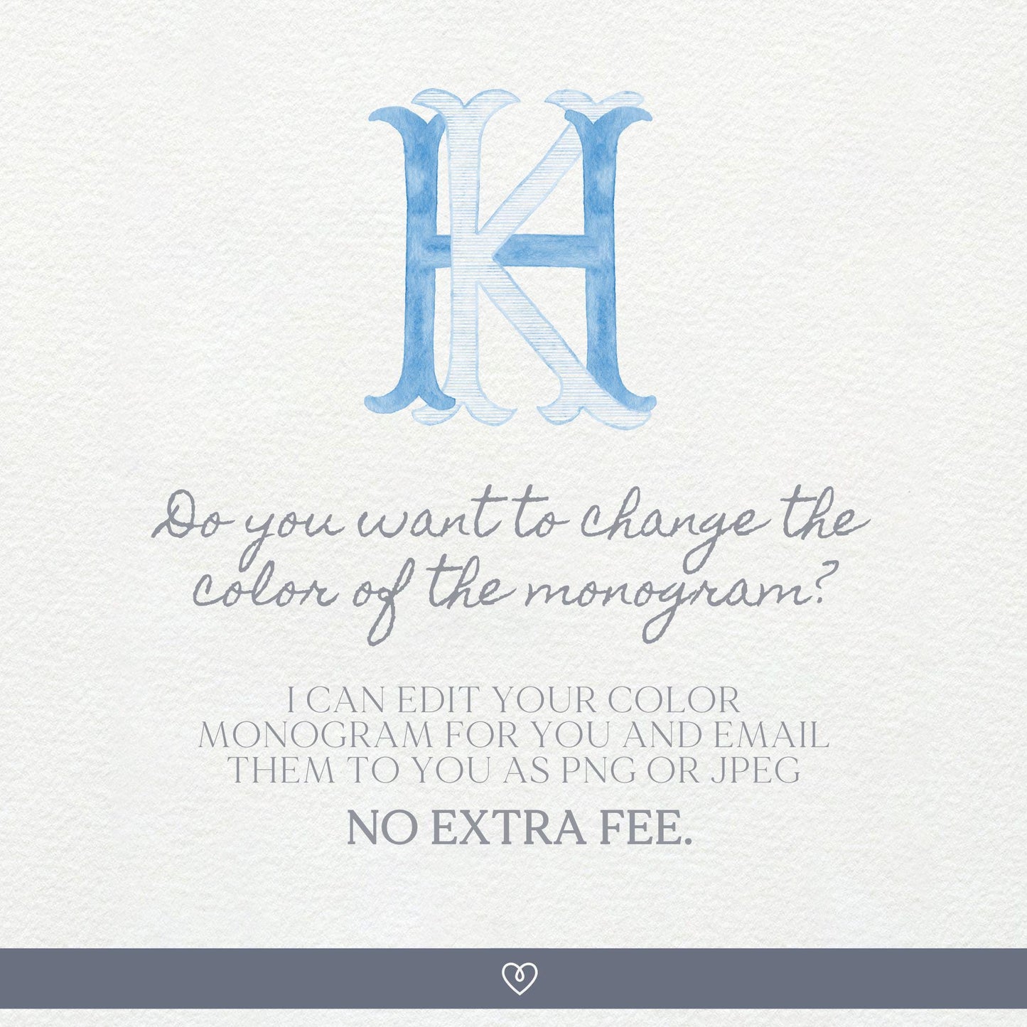Watercolor Wedding Monogram HK - Classic Initials (Digital Download)