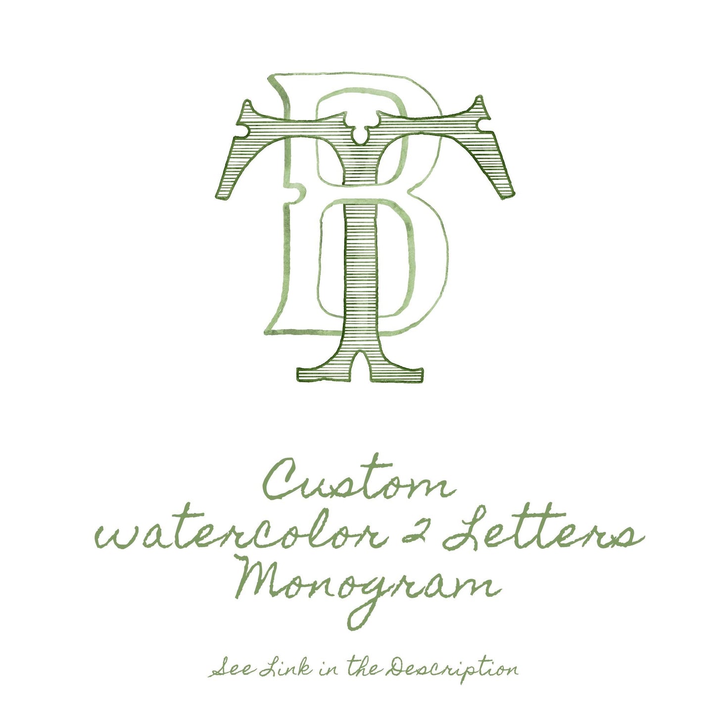 Custom Monogram Initial Letters, Monogram for Crest Design, Wedding Monogram, Wedding Logo, Custom Watercolor Wedding Crest