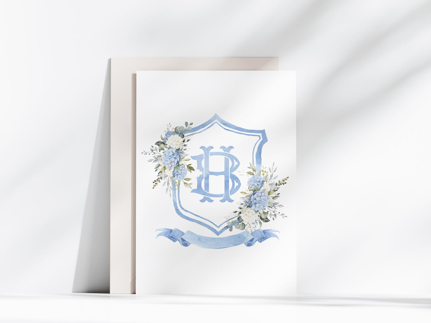 Hydrangea Flower Wedding Crest - Monogram Crest - Hydrangea Floral Luxury Watercolor Wedding Crest - Romantic Wedding Crest- Boho Hydrangea