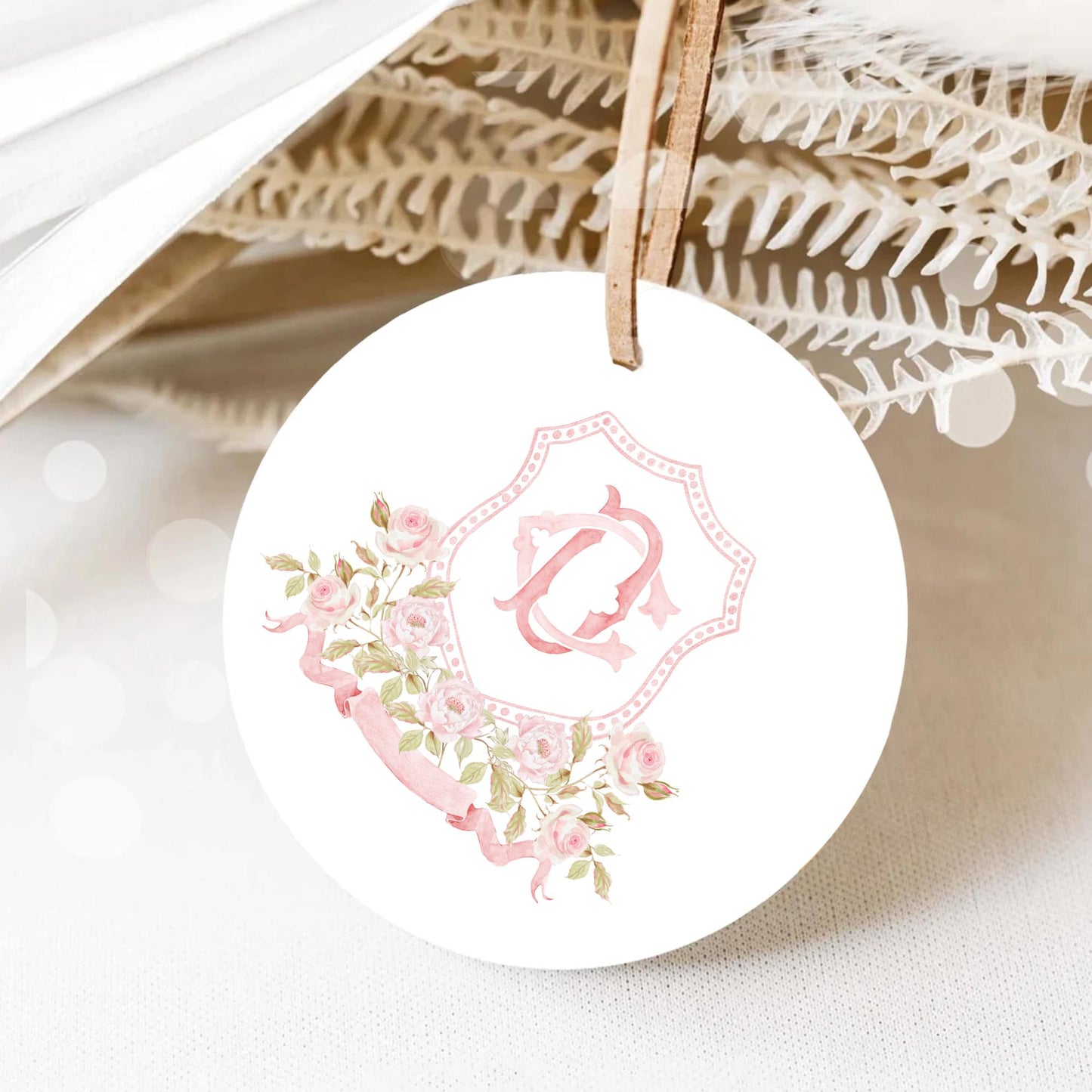 Blush Pink Floral Rustic Greenery Flower Wedding Crest - Monogram Crest - Floral Watercolor Wedding Crest - Romantic Wedding Crest