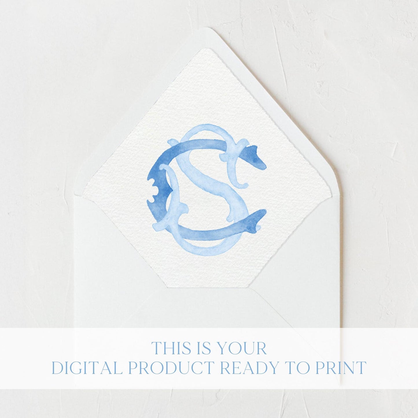 Watercolor Wedding Monogram CS - Classic Letter (Digital Download)
