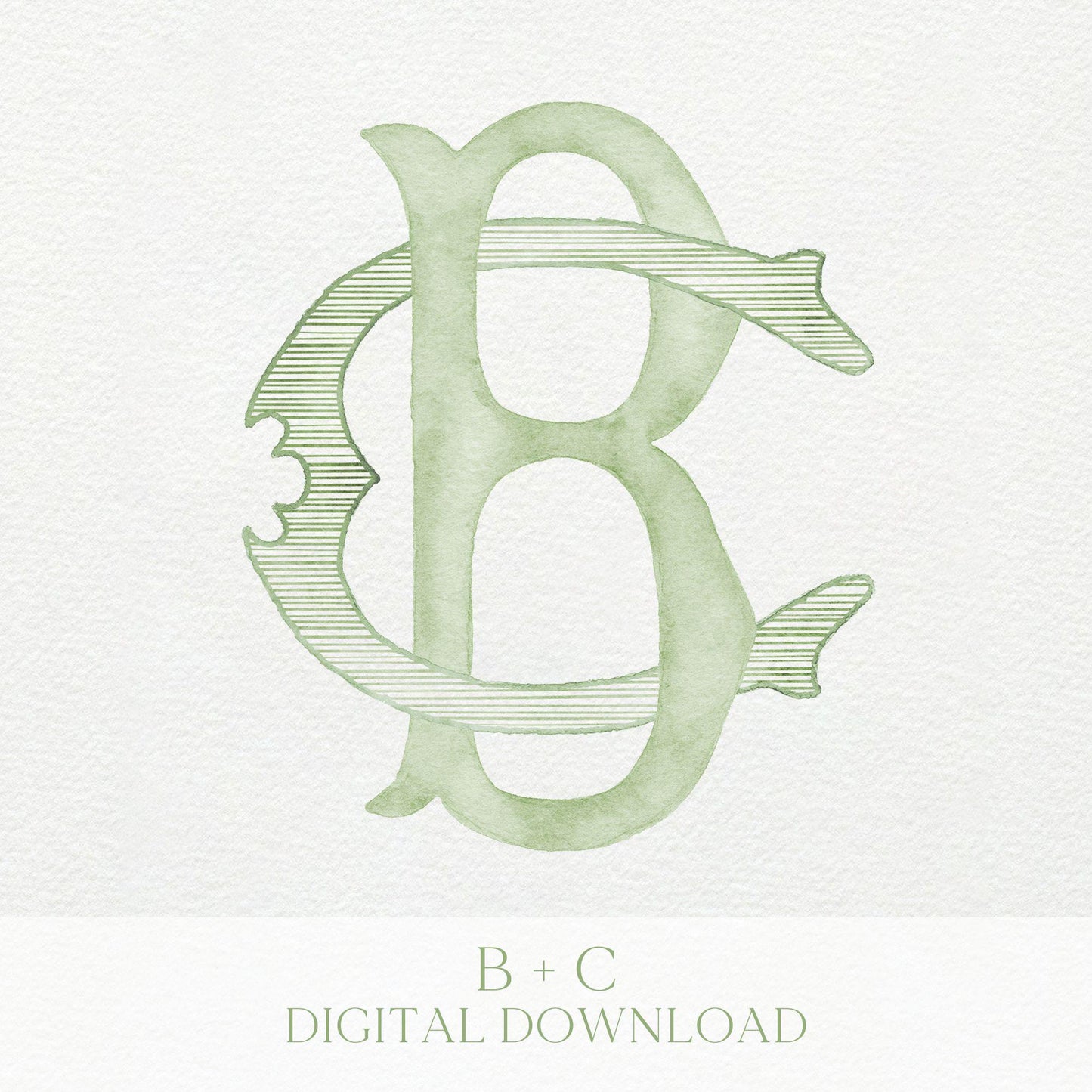 Watercolor Wedding Monogram CB - Classic BC (Digital Download)