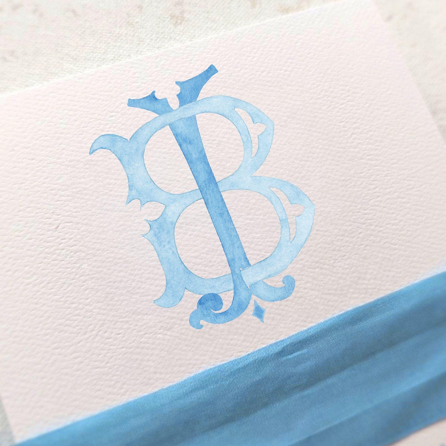 Watercolor Wedding Monogram JB - Classic 2 Letter Design (Digital Download)