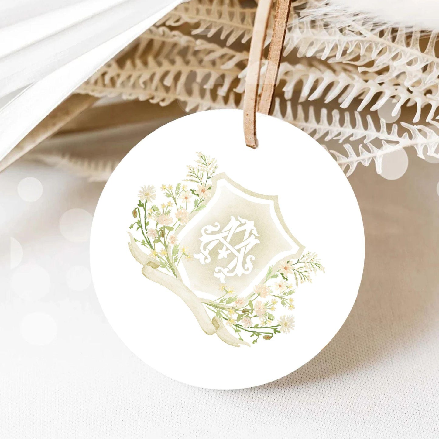 White WildFlower Wedding Crest - Monogram Crest - WildFlower Floral Luxury Watercolor Wedding Crest - Romantic Wedding Crest