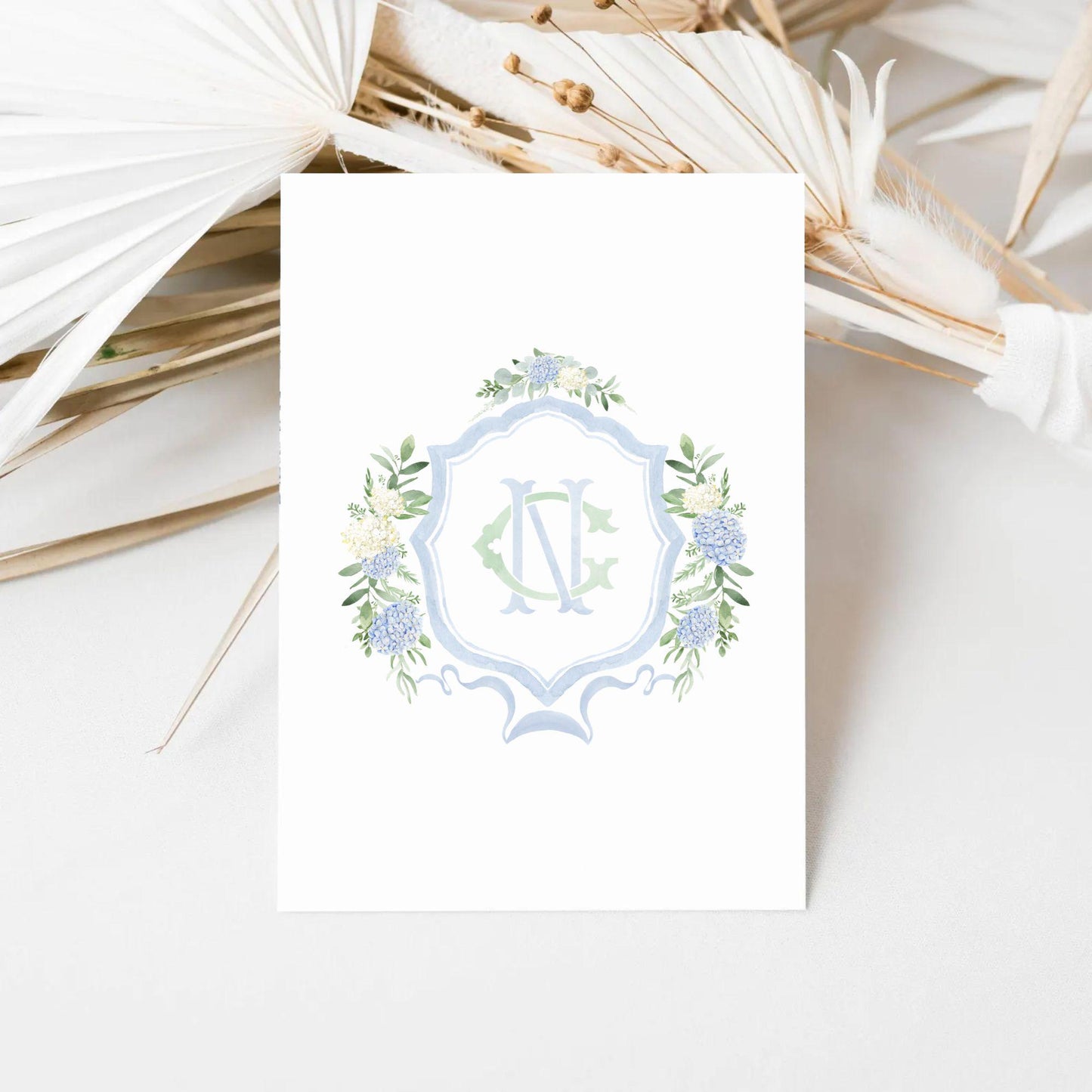 Hydrangea Flower Wedding Crest - Monogram Crest - Hydrangea Floral Luxury Watercolor Wedding Crest - Romantic Wedding Crest- Boho Hydrangea