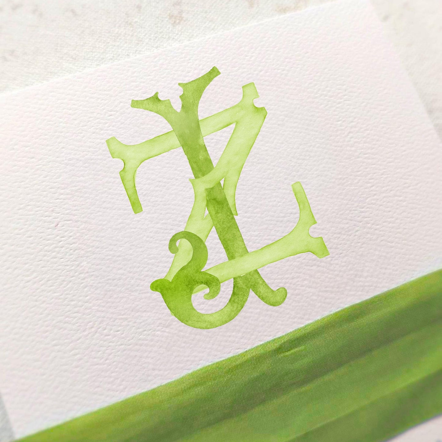 Watercolor Wedding Monogram ZJ - JZ (Digital Download)