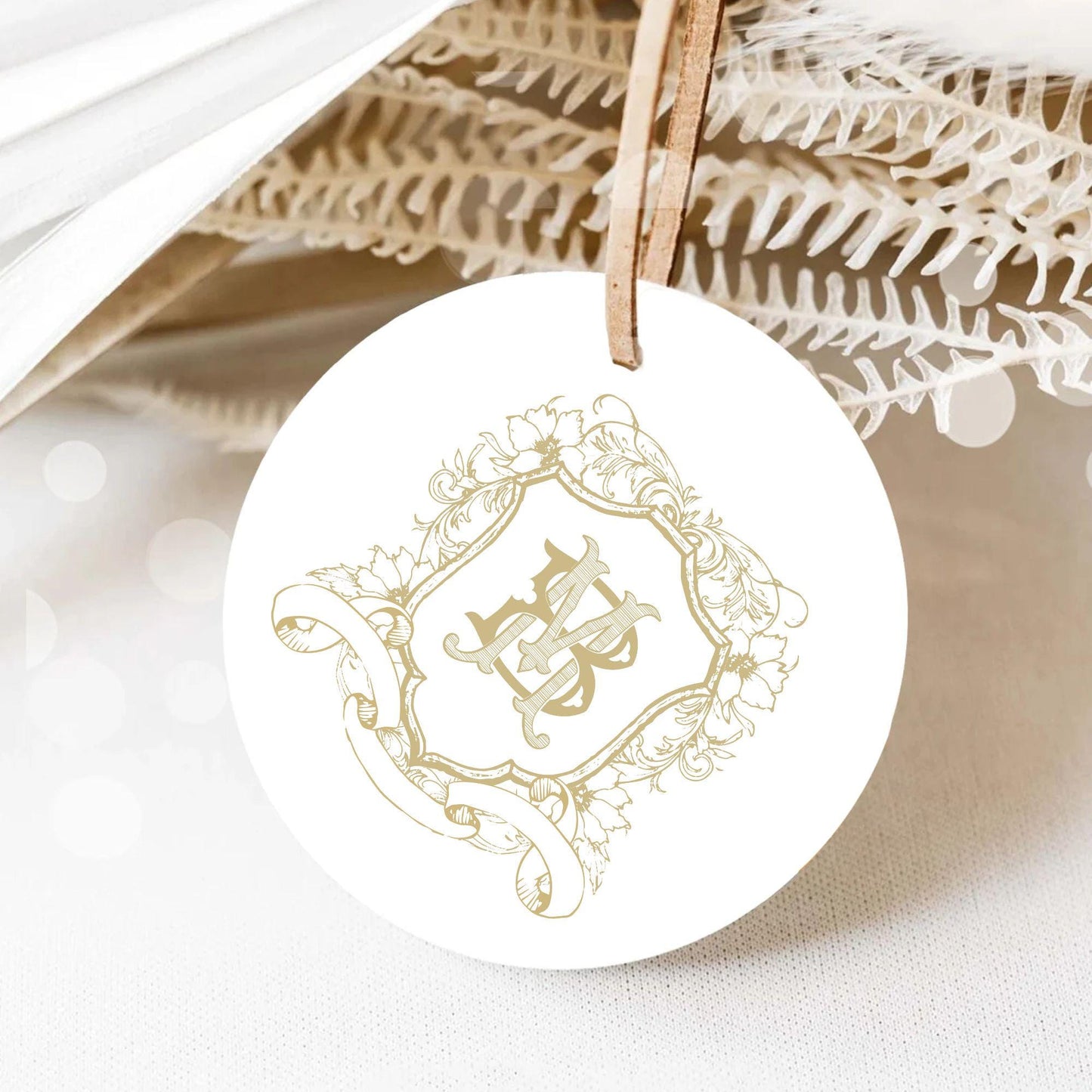 Vintage Gold Botanicals Flower Crest - Monogram Crest - Botanicals Floral Luxury Line art Wedding Crest - Romantic Wedding Crest