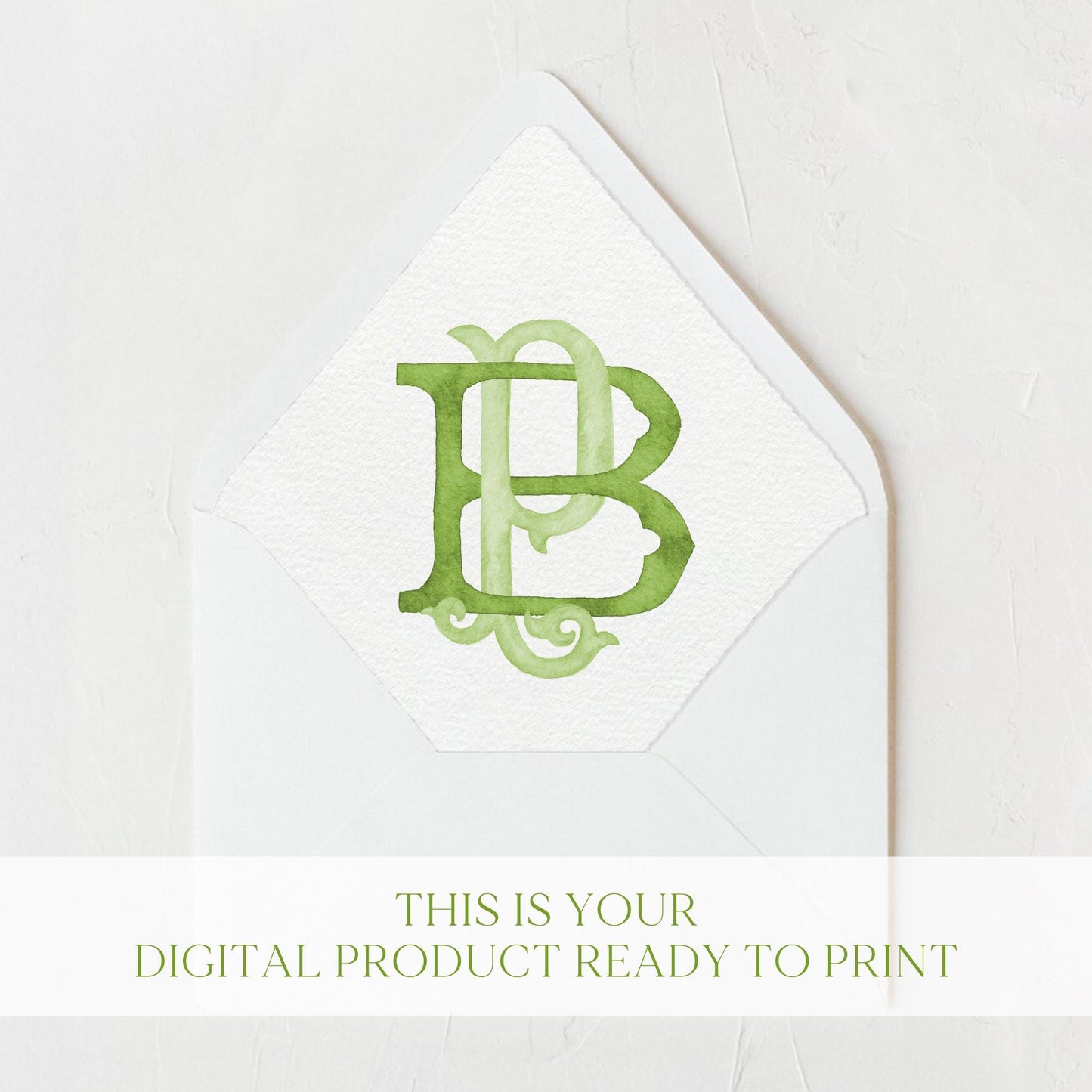 Watercolor Wedding Monogram - BP Classic Interlocking Design (Digital Download)