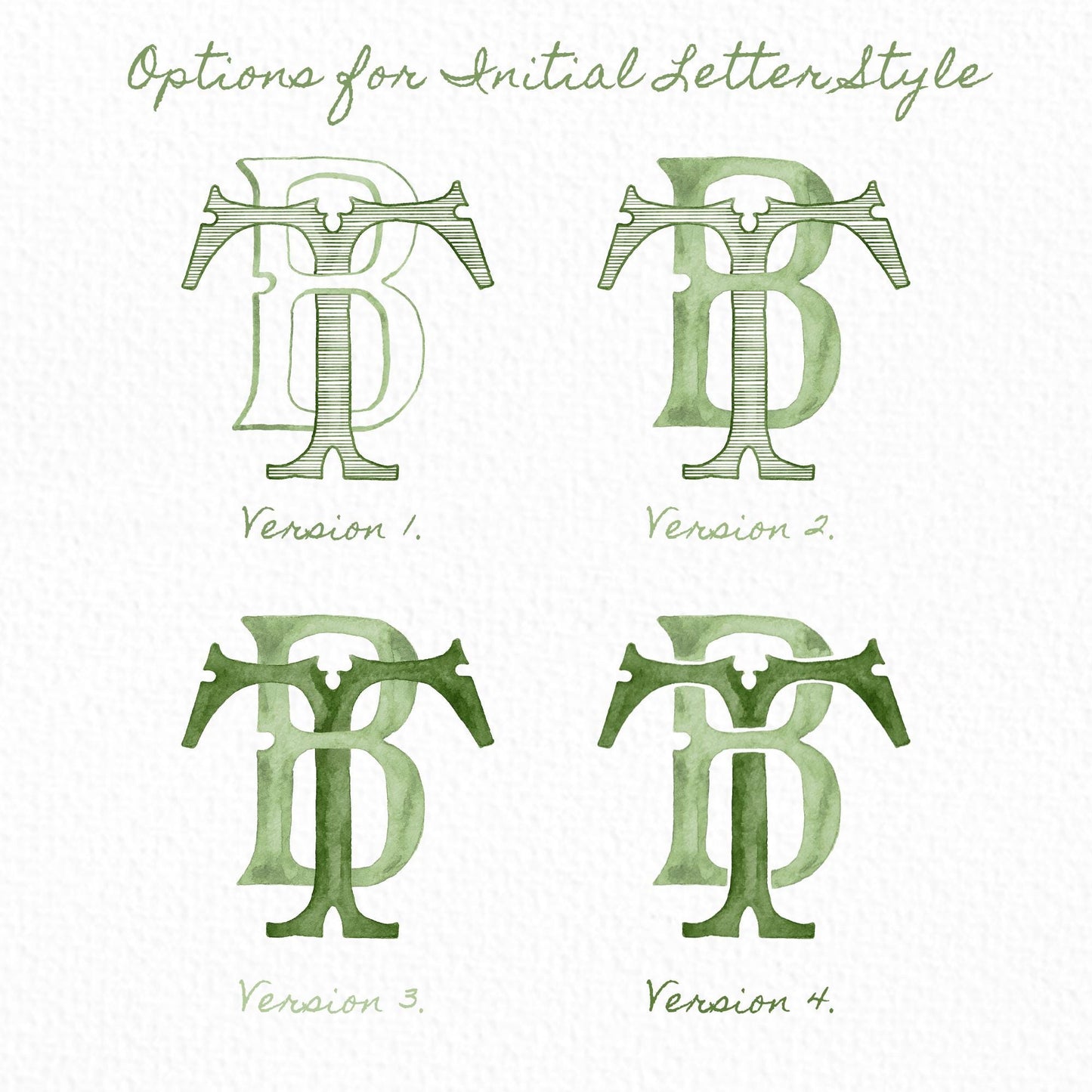Custom Monogram Initial Letters, Monogram for Crest Design, Wedding Monogram, Wedding Logo, Custom Watercolor Wedding Crest