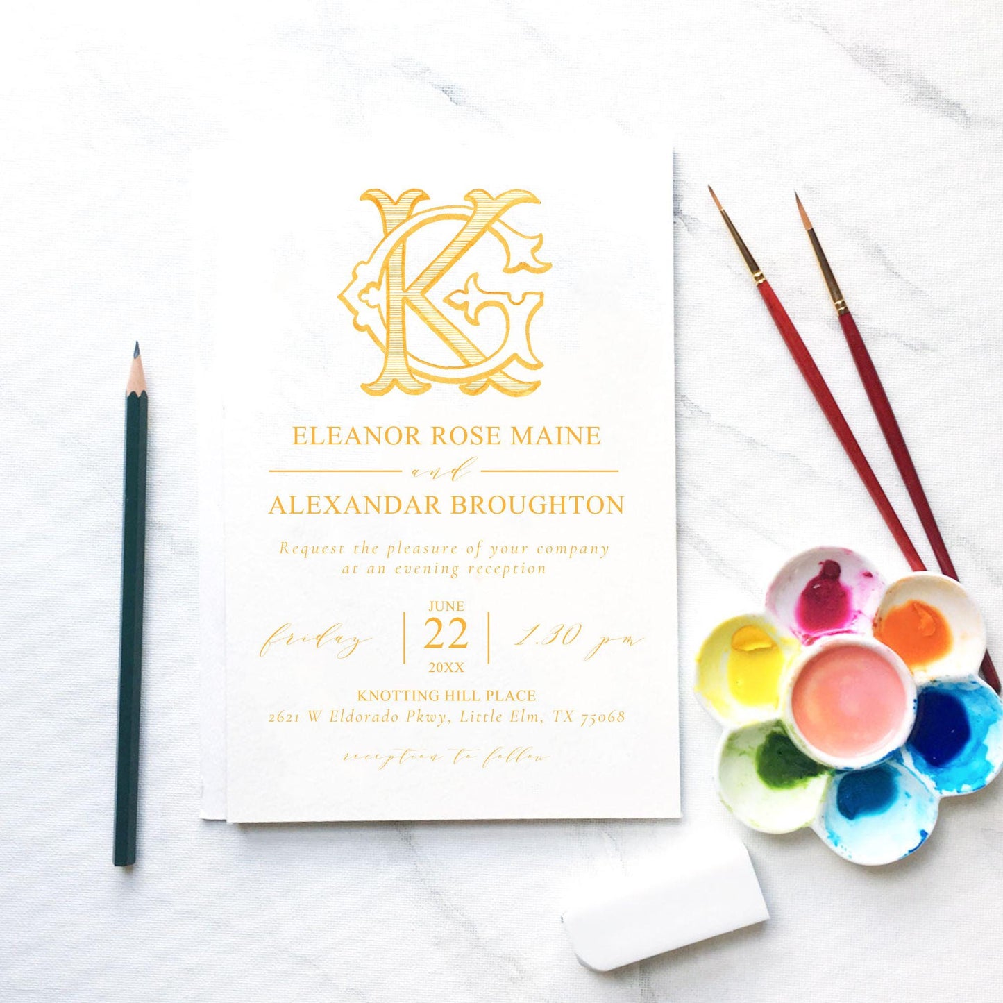 Watercolor Wedding Monogram – KG Interlocking Initial (Digital Download)