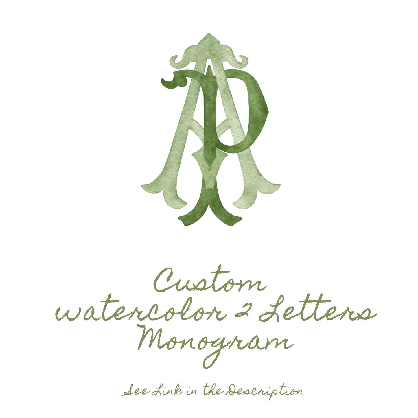 Custom Monogram Initial Letters, Monogram for Crest Design, Wedding Monogram, Wedding Logo, Custom Watercolor Wedding Crest