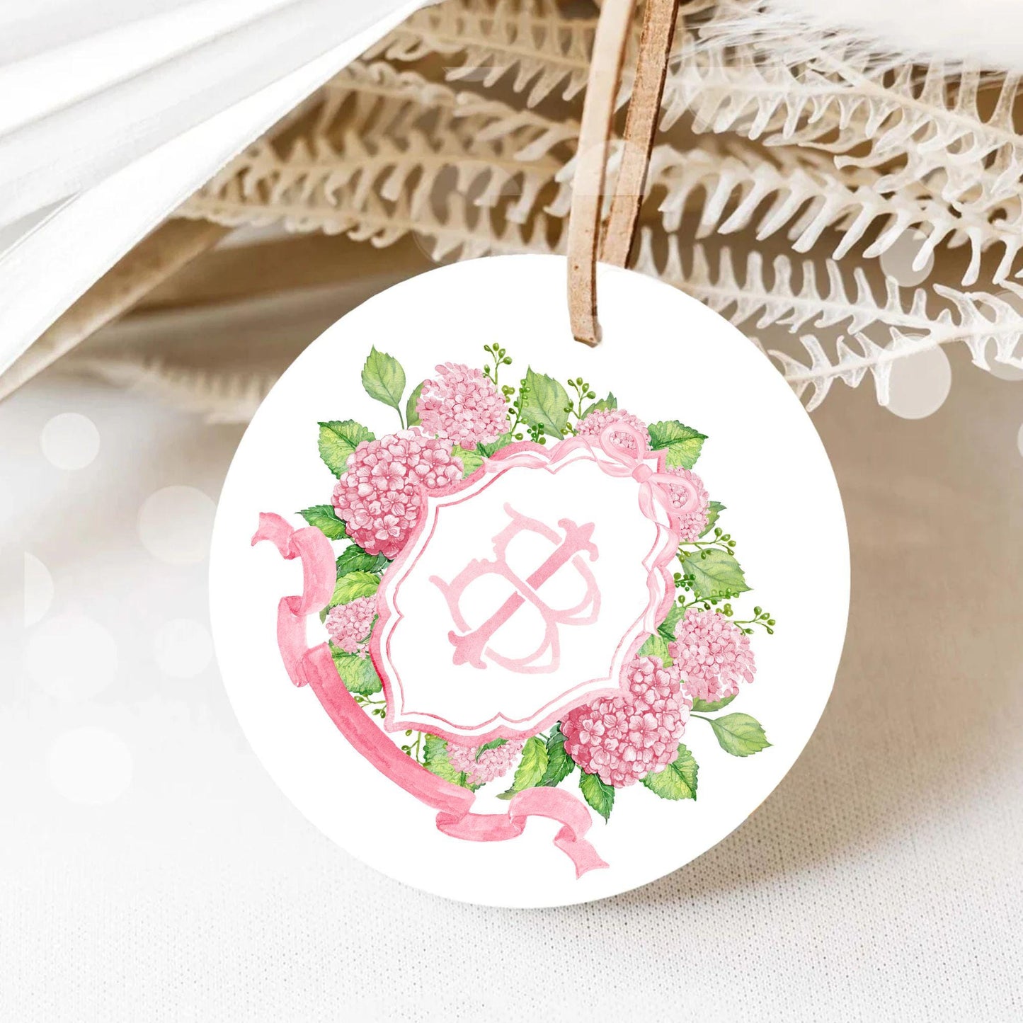 Pink Hydrangea Flower Wedding Crest - Monogram Crest - Hydrangea Floral Luxury Watercolor Wedding Crest - Romantic Wedding Crest