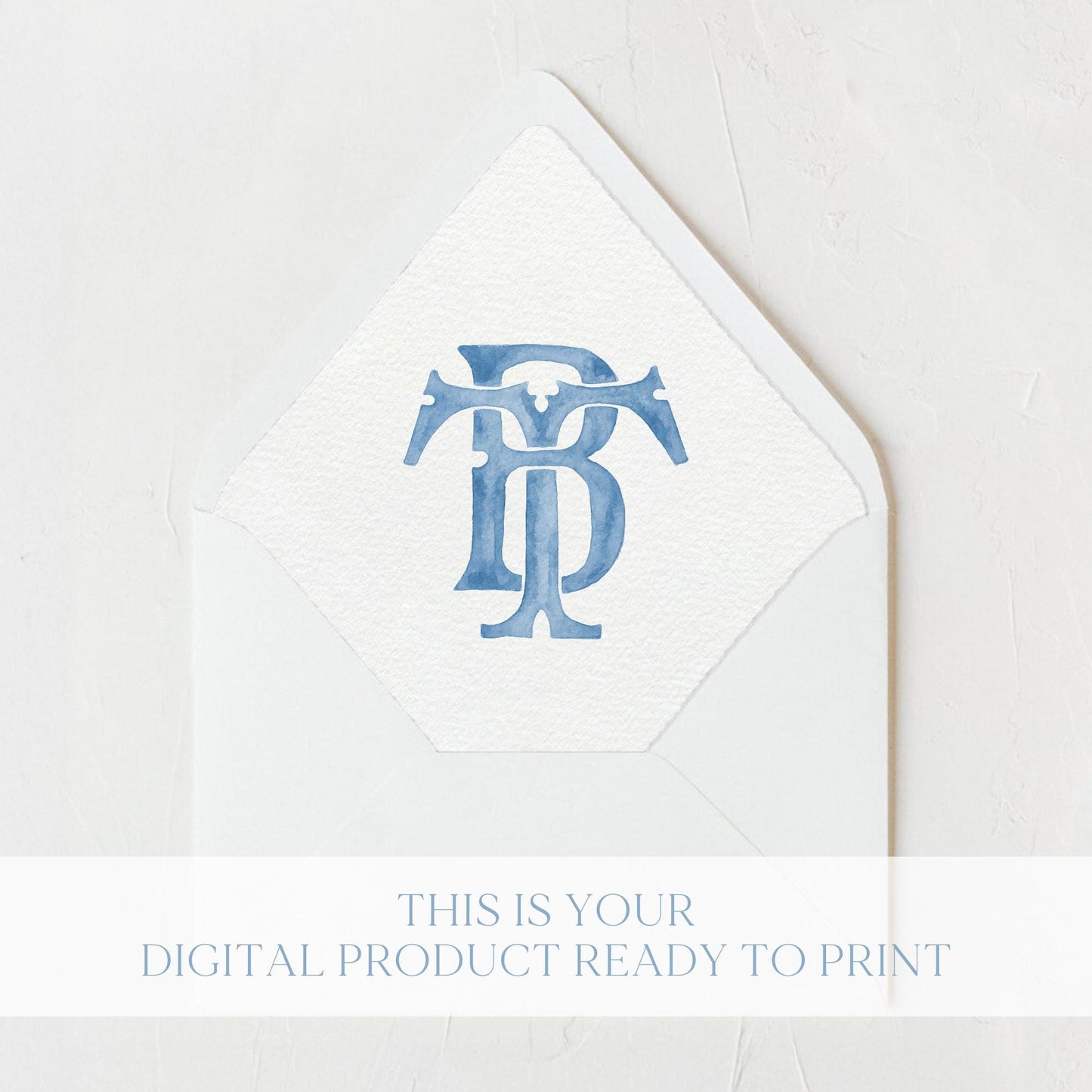 Watercolor Wedding Monogram – TB/BT Classic Design (Digital Download)