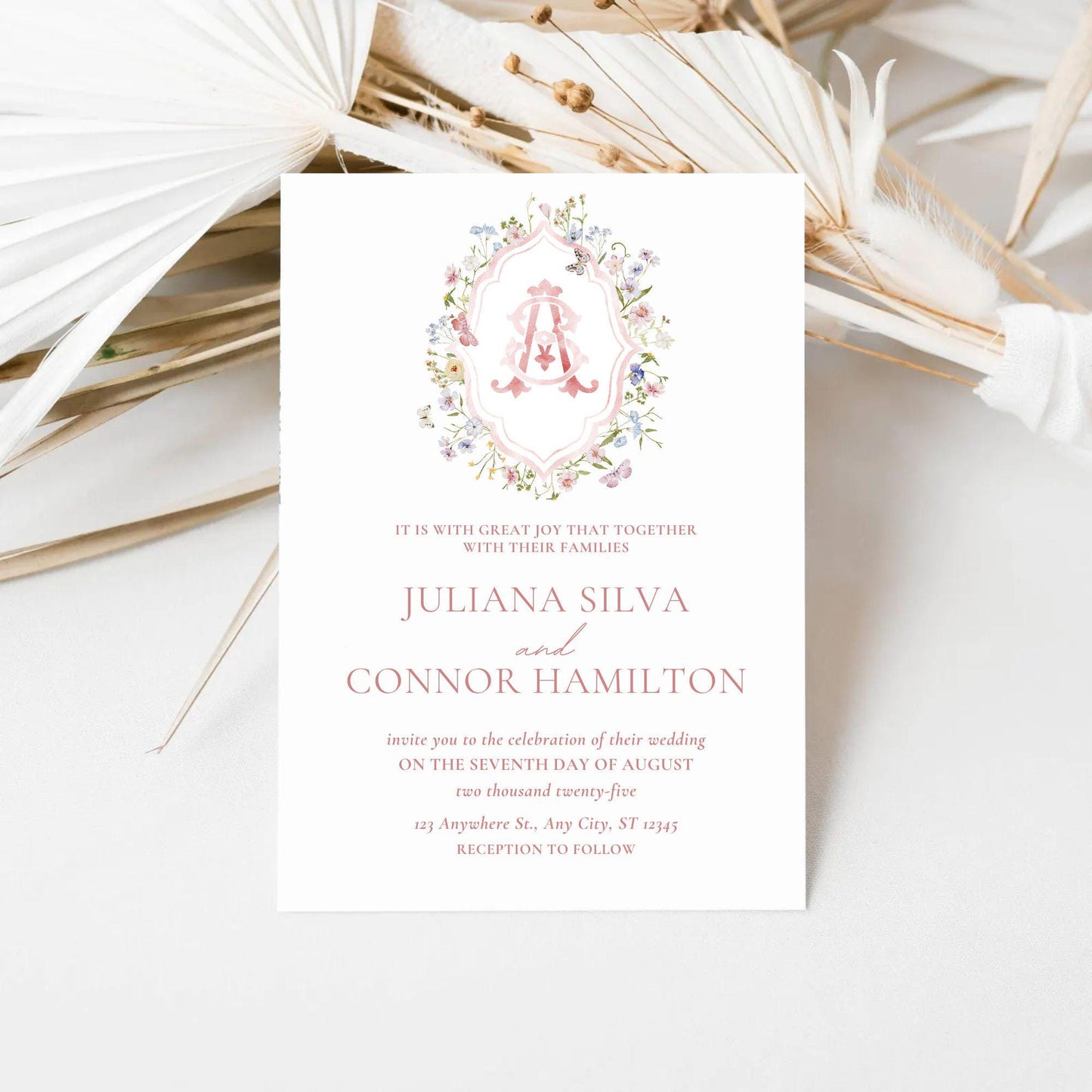 Isabella WildFlower Wedding Crest - Monogram Crest - WildFlower Floral Luxury Watercolor Wedding Crest - Romantic Wedding Crest - WildFlower