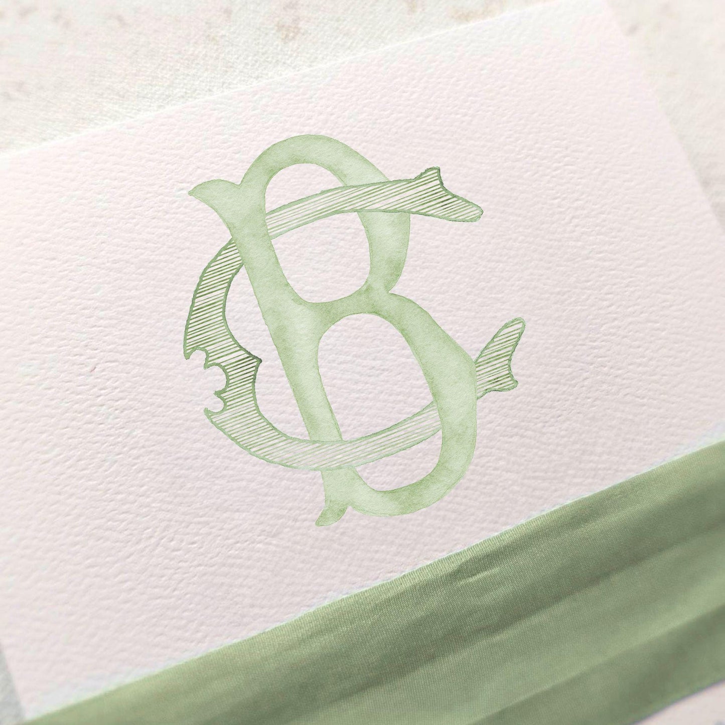 Watercolor Wedding Monogram CB - Classic BC (Digital Download)