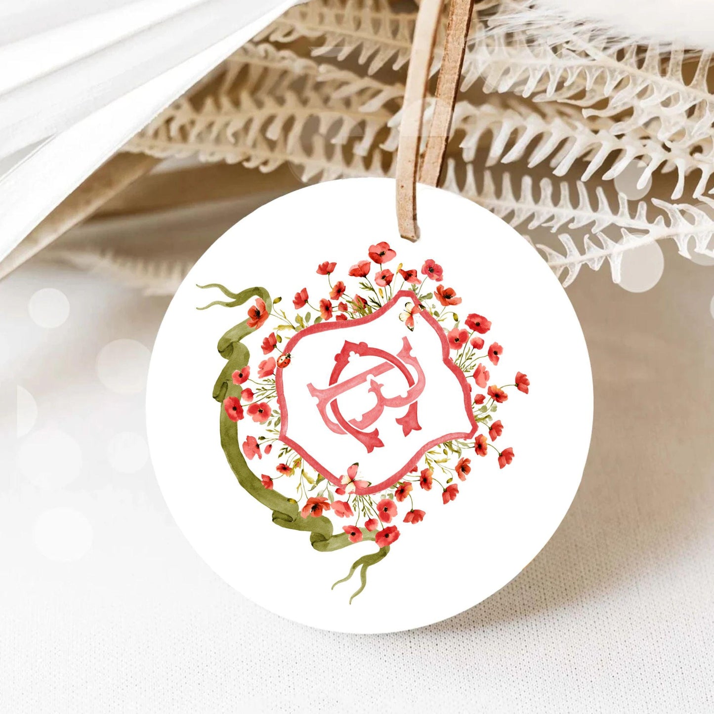 Red Poppy Flower Wedding Crest - Monogram Crest - Watercolor Poppies Floral Luxury Watercolor Wedding Crest - Romantic Wedding Crest