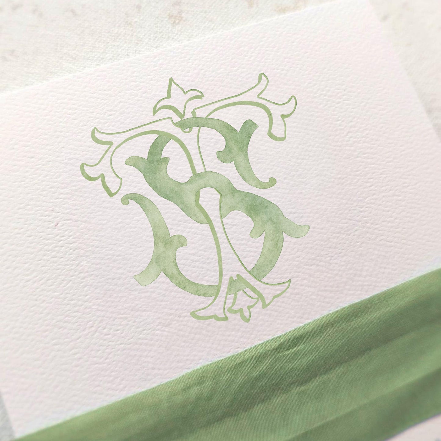Watercolor Wedding Monogram – TS Classic Letter (Digital Download)