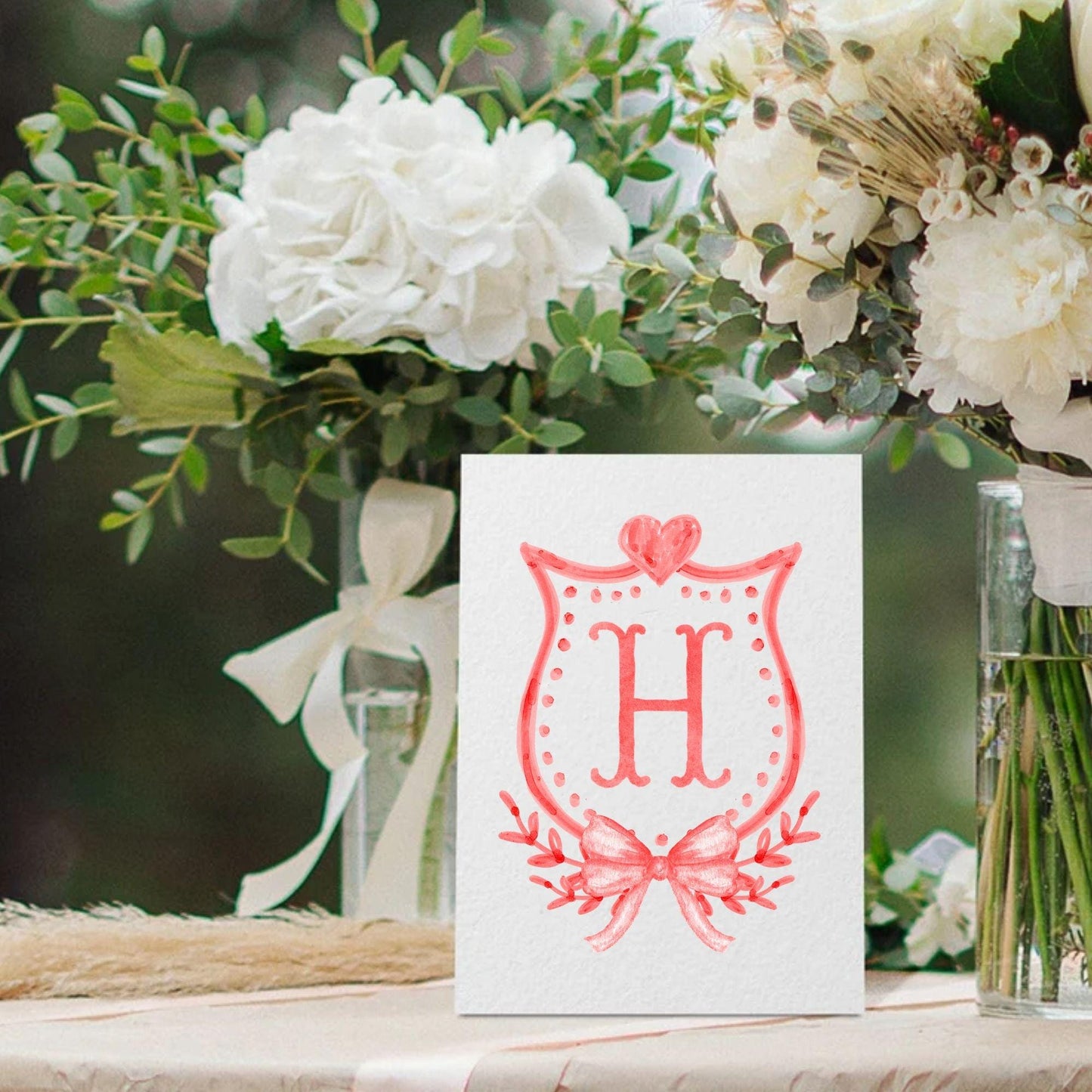 Valentine's Day Crests Watercolor Wedding Crest - Monogram Crest - Valentine Watercolor Wedding Crest Romantic Wedding Crest