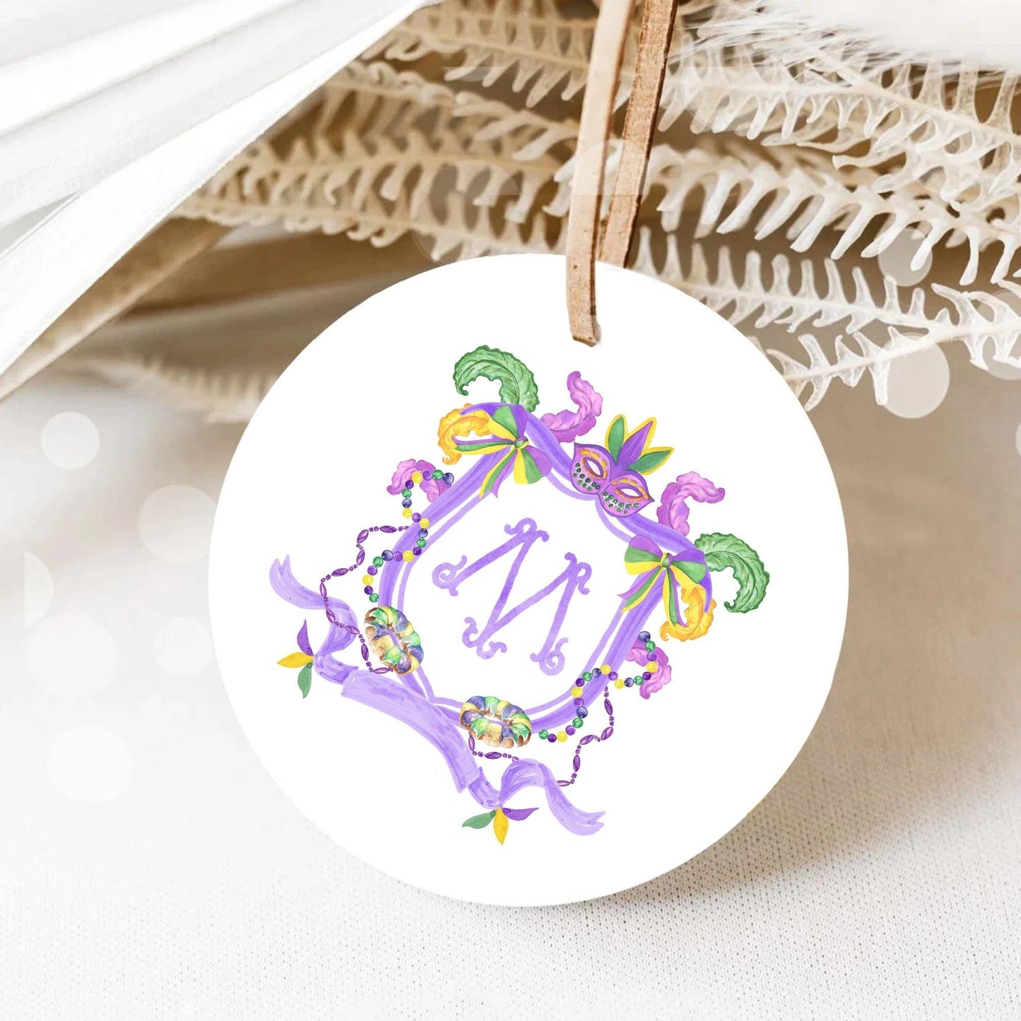 Mardi Gras New Orleans Crest Watercolor Wedding Crest - Monogram Crest - Mardi Gras Watercolor Wedding Crest Romantic Wedding Crest