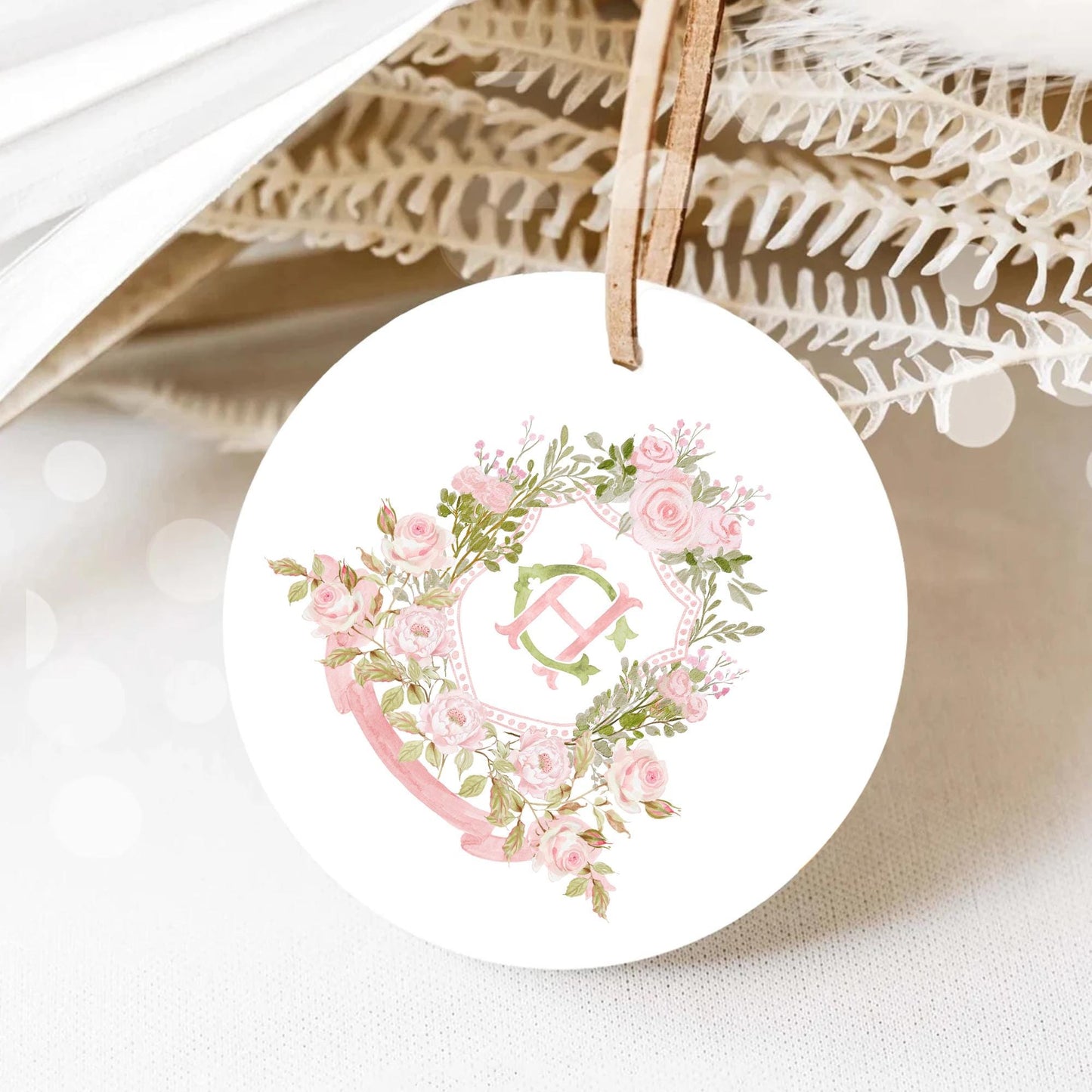 Blush Pink Floral Rustic Greenery Flower Wedding Crest - Monogram Crest - Floral Watercolor Wedding Crest - Romantic Wedding Crest