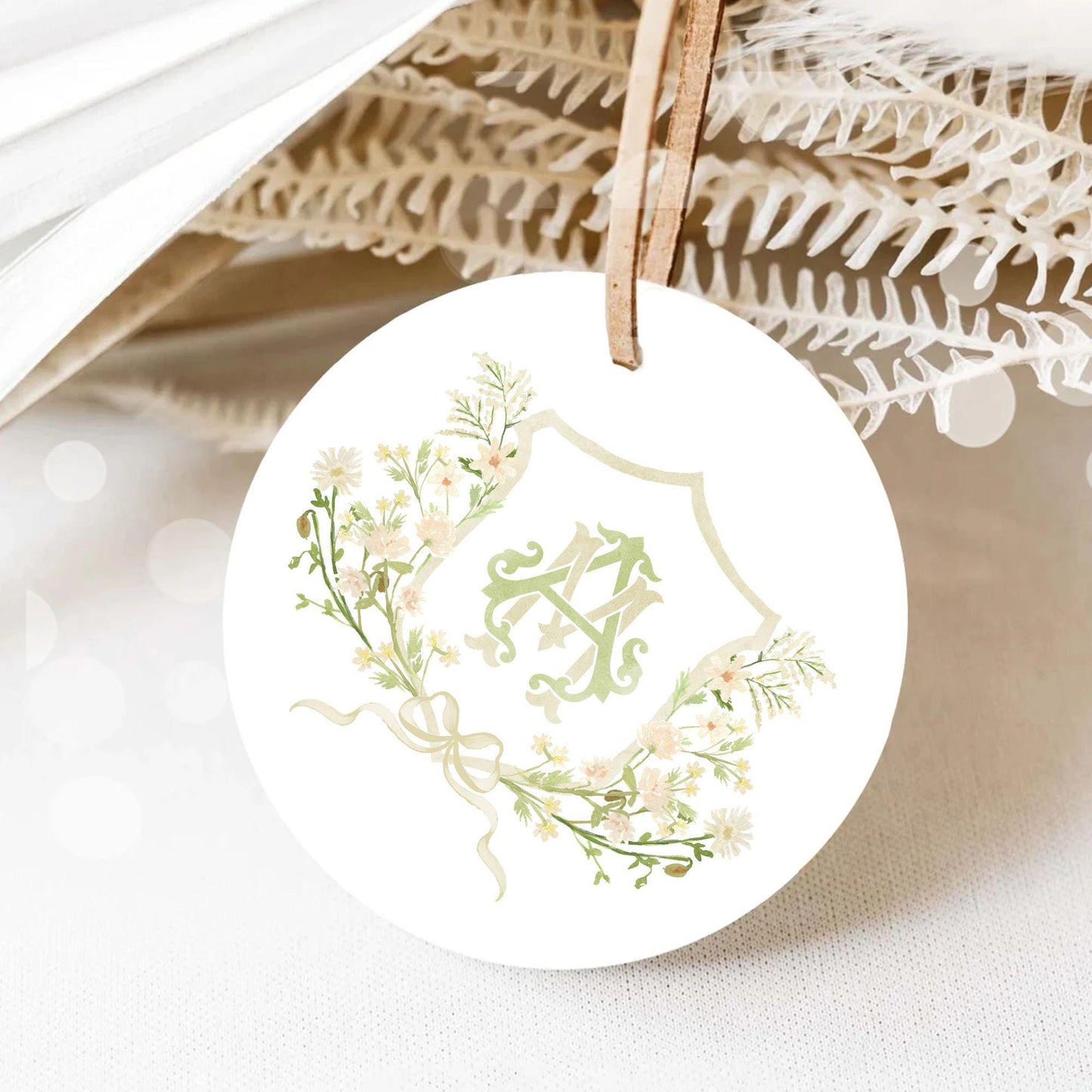 White WildFlower Wedding Crest - Monogram Crest - WildFlower Floral Luxury Watercolor Wedding Crest - Romantic Wedding Crest