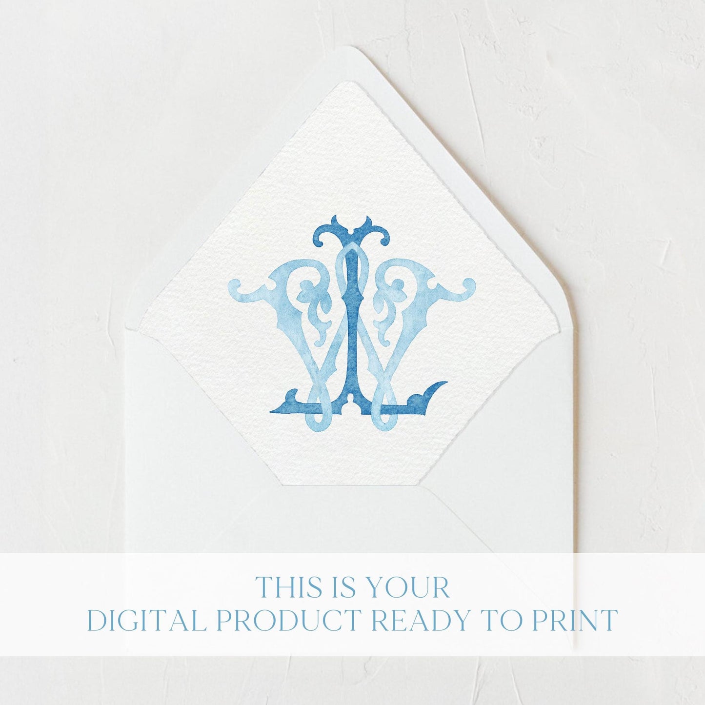 Watercolor Wedding Monogram – LW Classic Design (Digital Download)