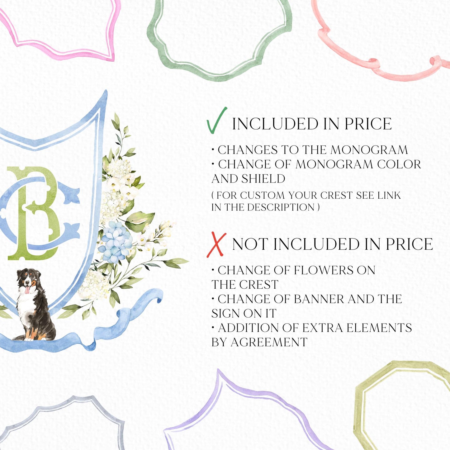 Hydrangea Flower Wedding Crest - Monogram Crest - Hydrangea Floral Luxury Watercolor Wedding Crest - Romantic Wedding Crest- Boho Hydrangea