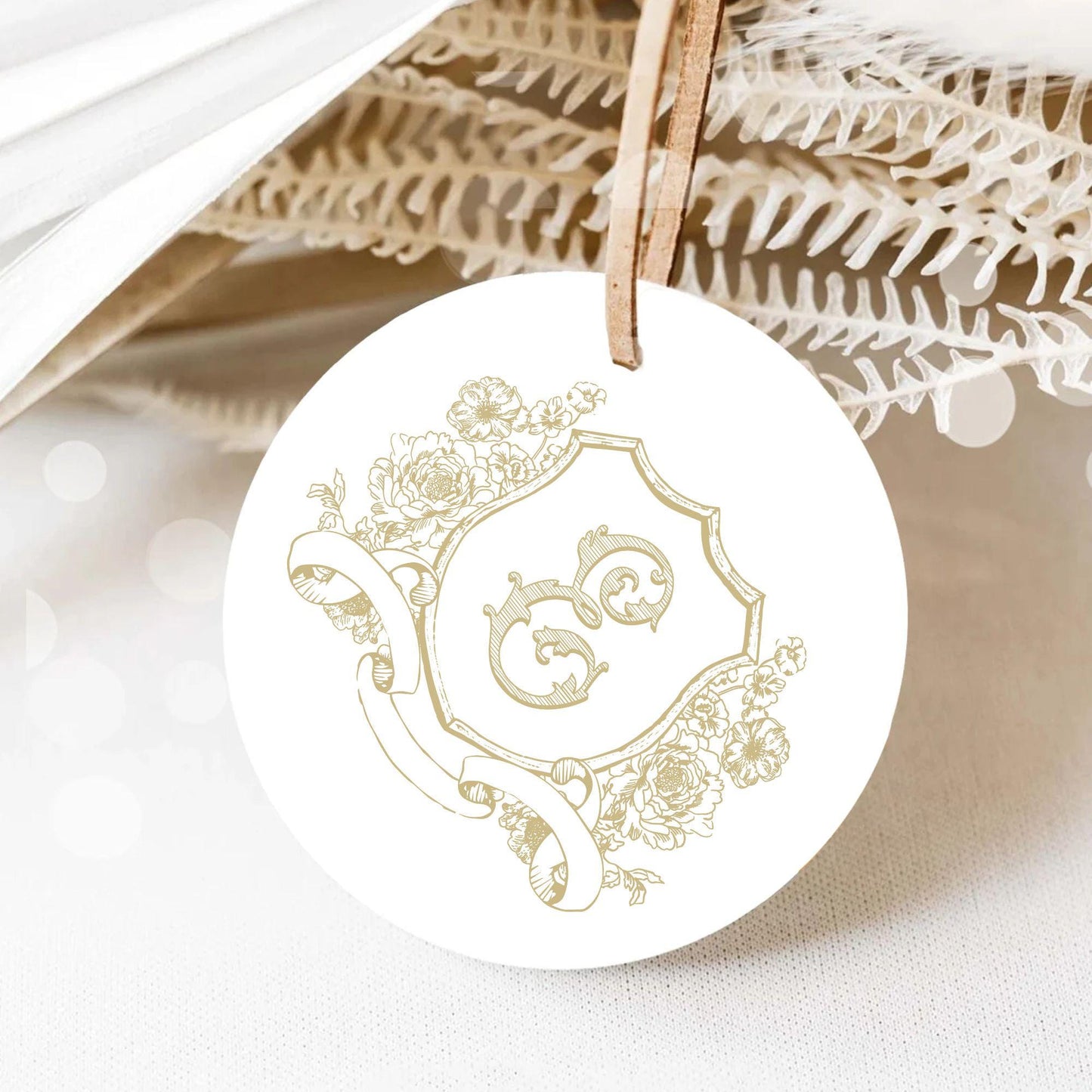 Vintage Gold Botanicals Flower Crest - Monogram Crest - Botanicals Floral Luxury Line art Wedding Crest - Romantic Wedding Crest