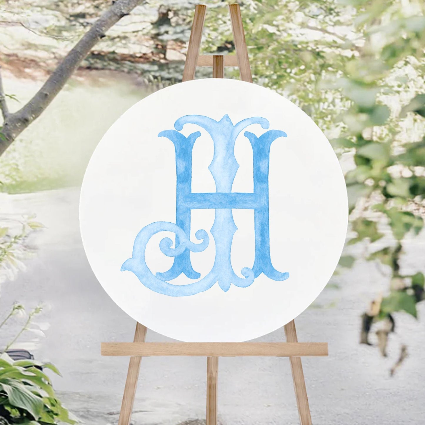 Watercolor Wedding Monogram – Classic HJ Monogram (Digital Download)