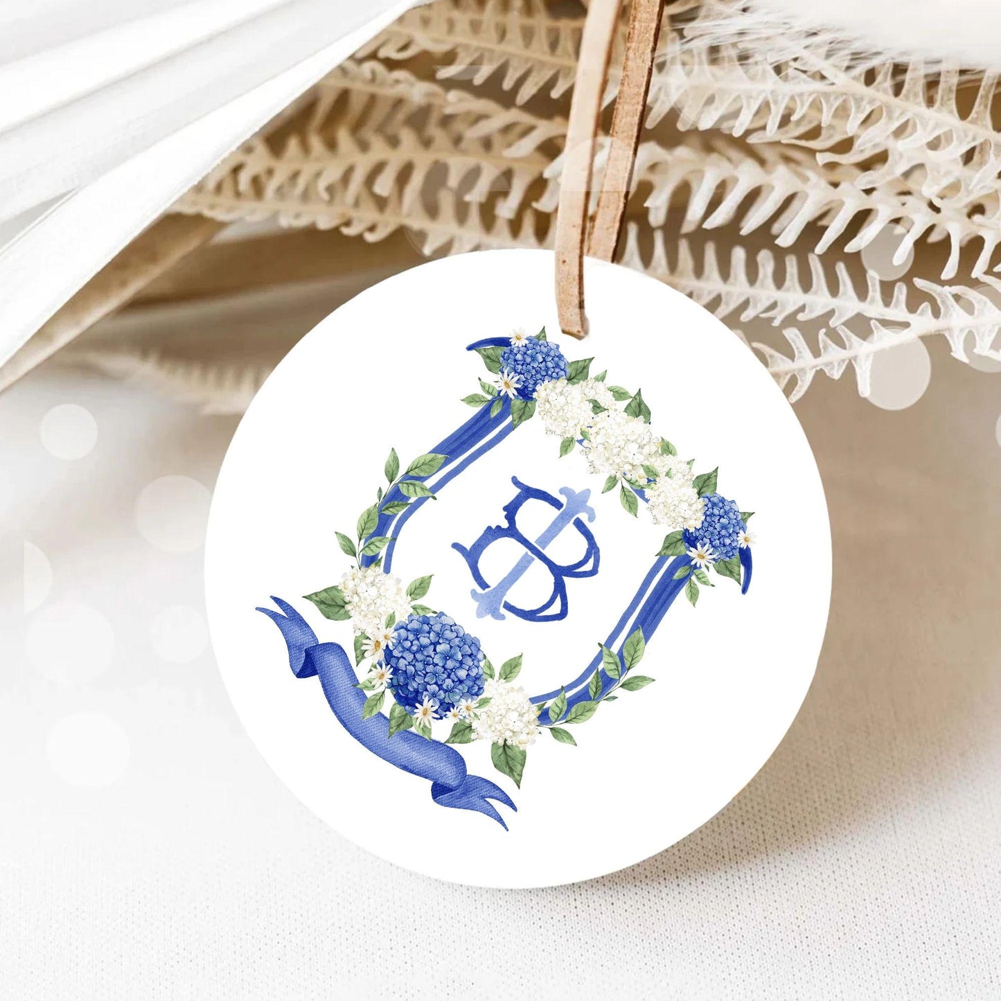 Hydrangea Flower Wedding Crest - Monogram Crest - Hydrangea Floral Luxury Watercolor Wedding Crest - Romantic Wedding Crest- Boho Hydrangea