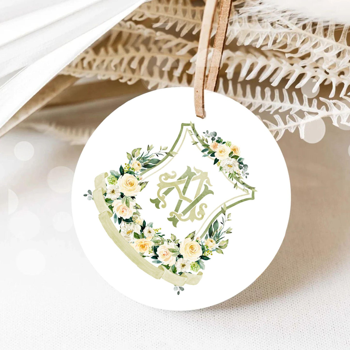 Lemon Green White Yellow Floral Flower Wedding Crest - Monogram Crest - Floral Luxury Watercolor Wedding Crest - Romantic Wedding Crest