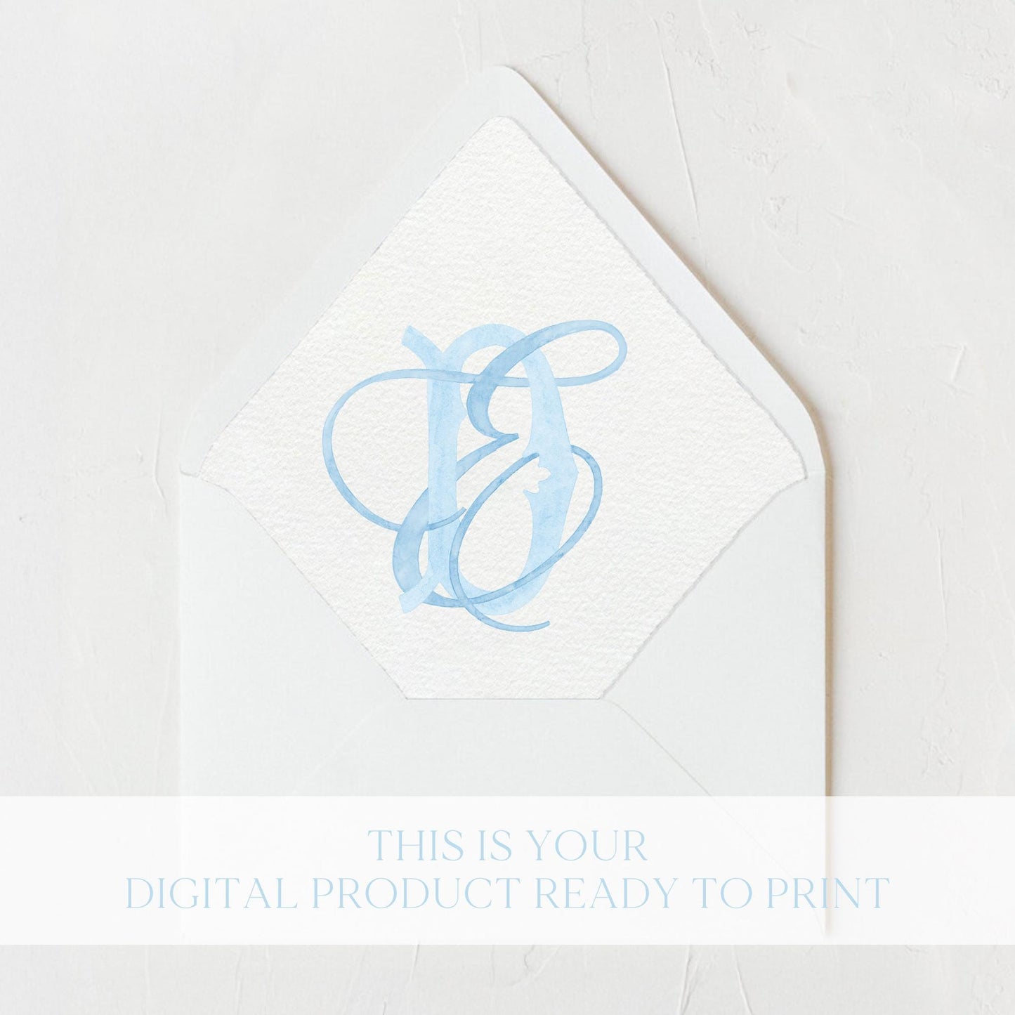 Watercolor Wedding Monogram ED – Classic Letter Design (Digital Download)