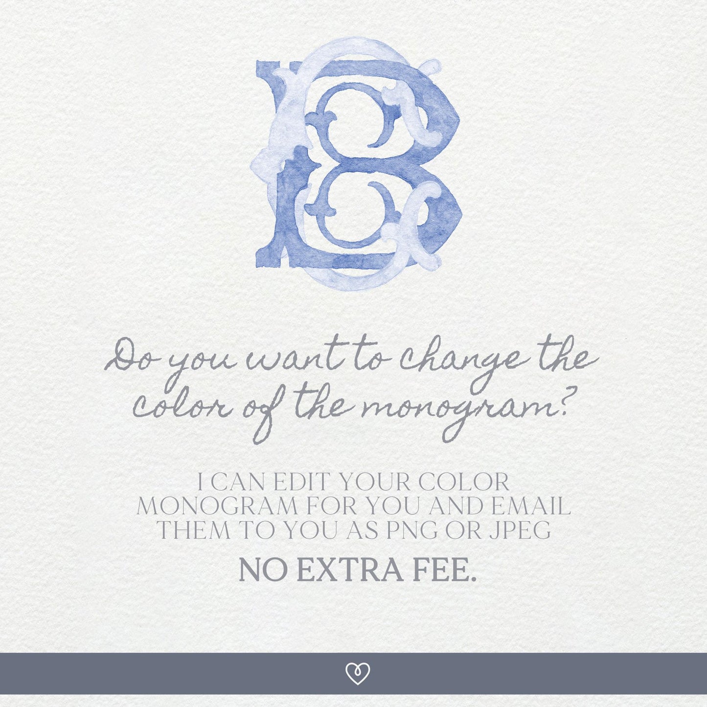 Watercolor Wedding Monogram – BC/CB Initial Crest (Digital Download)