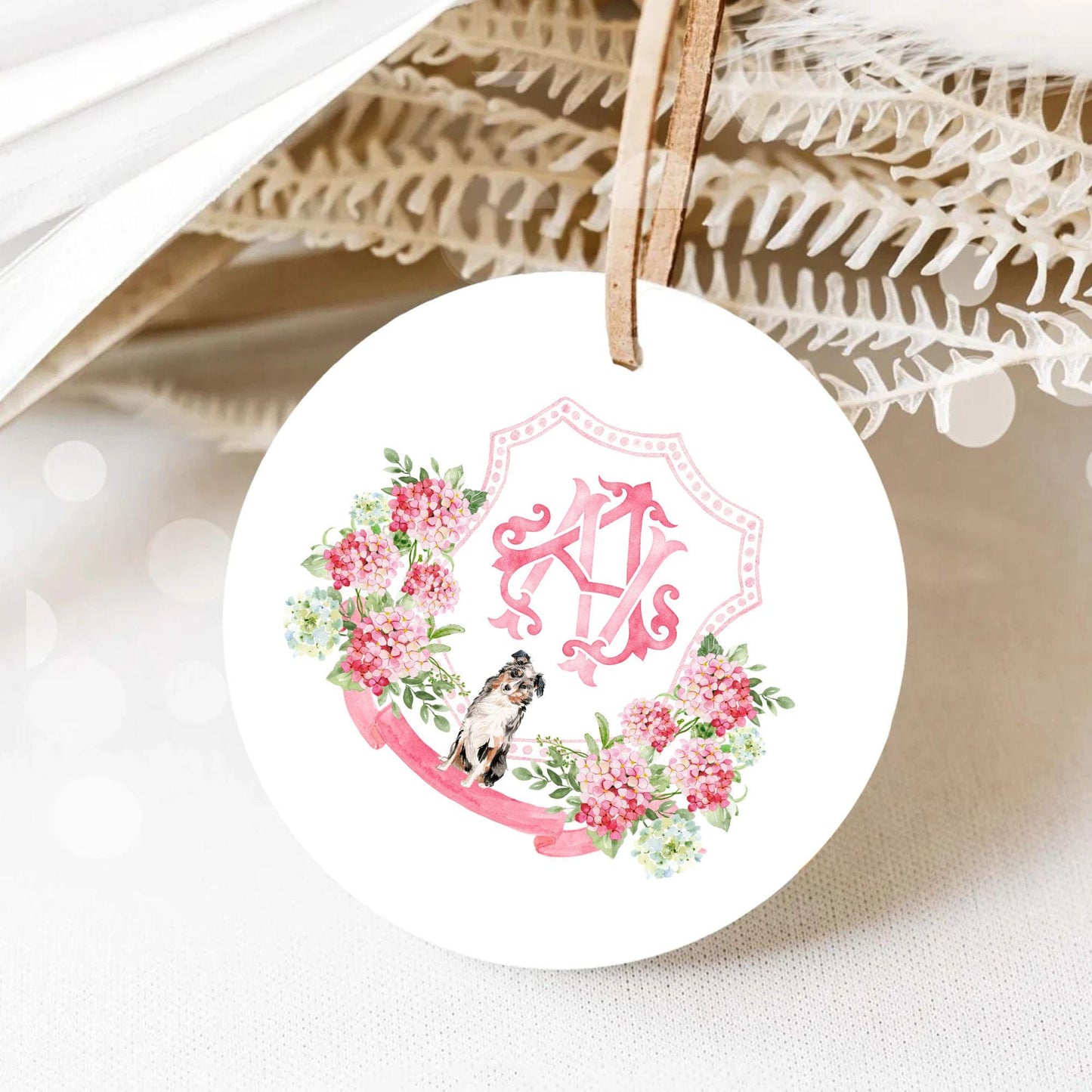 Watercolor Light Pink Hydrangea Wedding Crest – Pink Floral Monogram (Digital Download)
